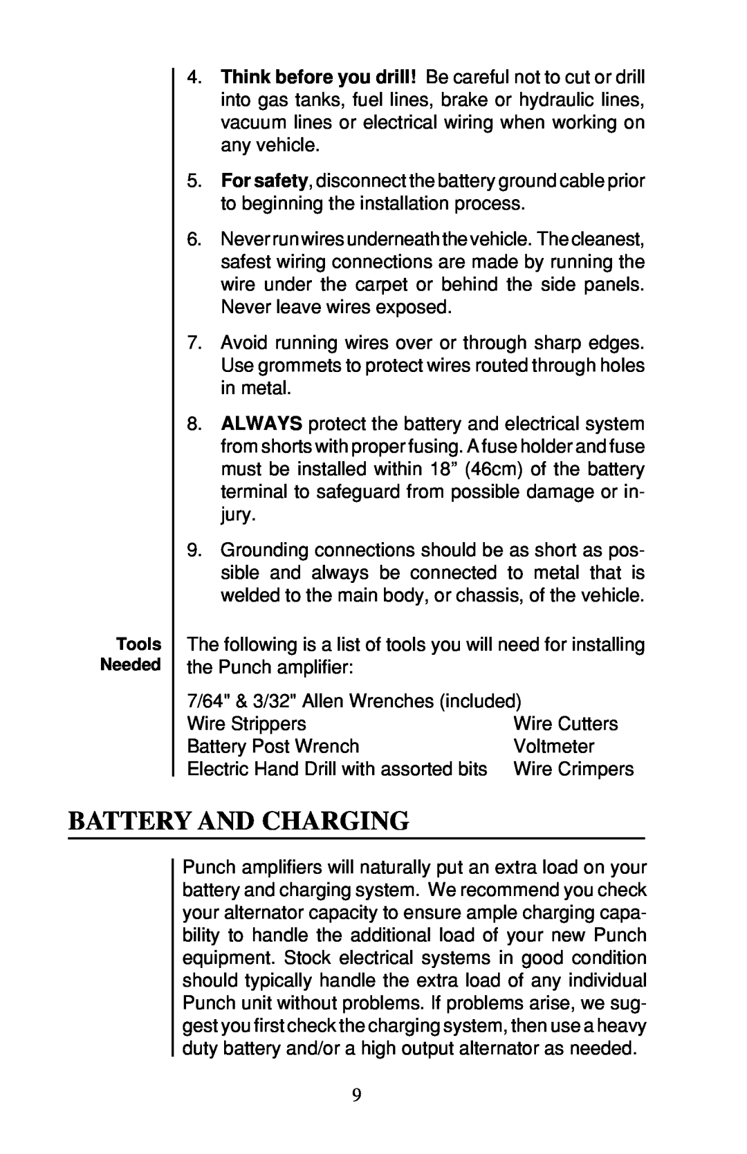 Rockford Fosgate 4-CHANNEL AMPLIFIER owner manual Battery And Charging 