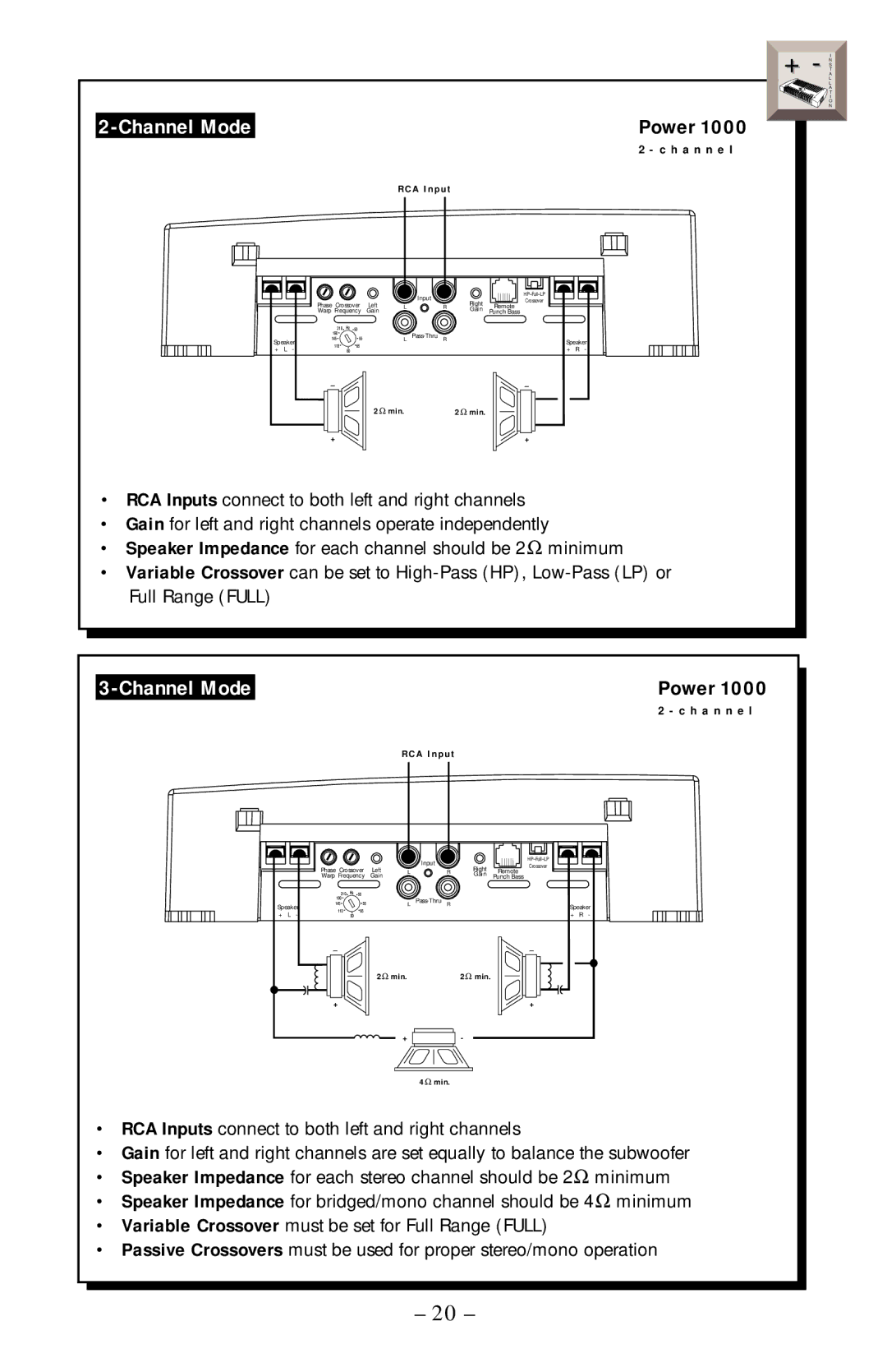 Rockford Fosgate 360, 400, 1000 manual Left Right 