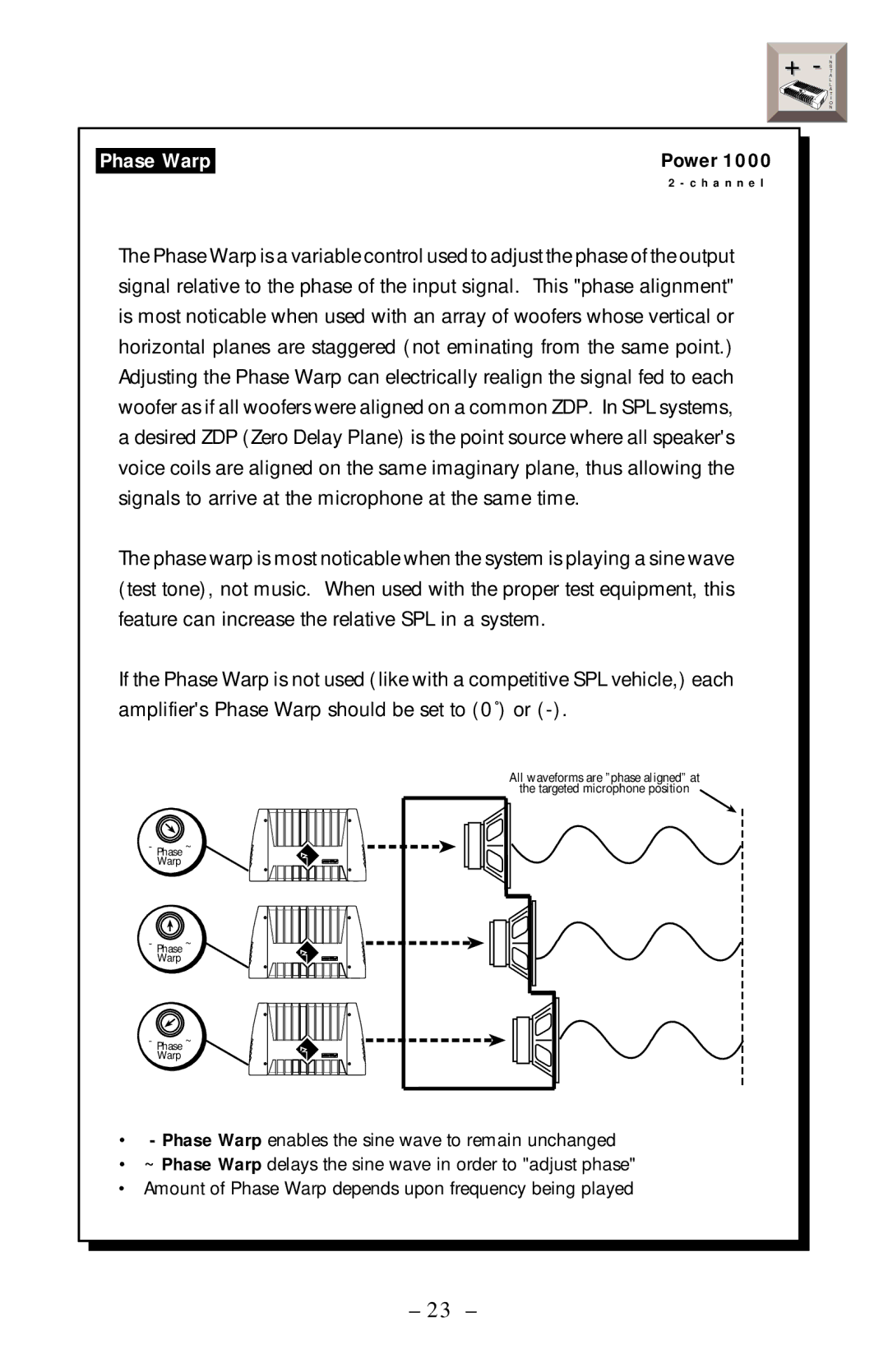 Rockford Fosgate 360, 400, 1000 manual Phase Warp 