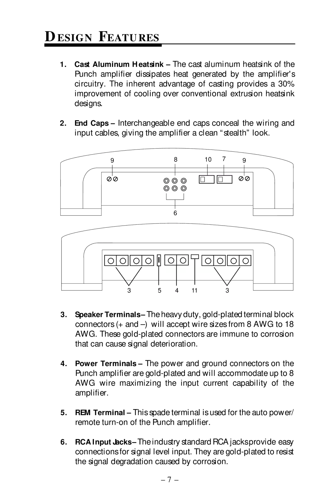 Rockford Fosgate 400x4 operation manual Design Features 