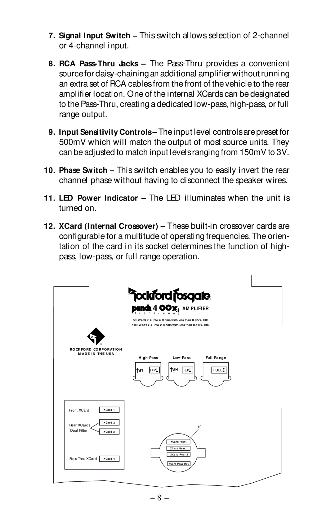 Rockford Fosgate 400x4 operation manual Amplifier 