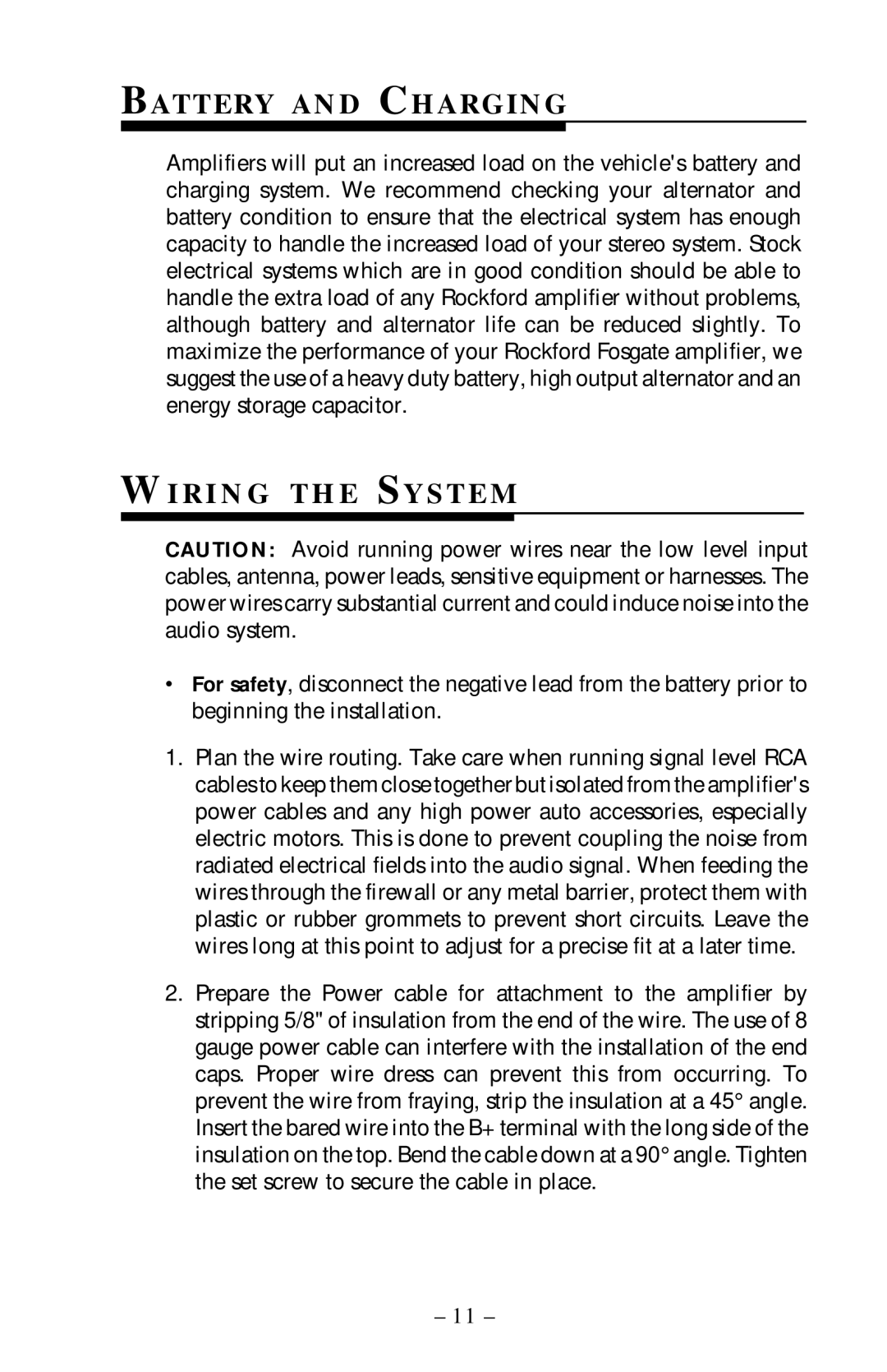 Rockford Fosgate 400x4 operation manual Battery and Charging, R I N G T H E S Y S T E M 