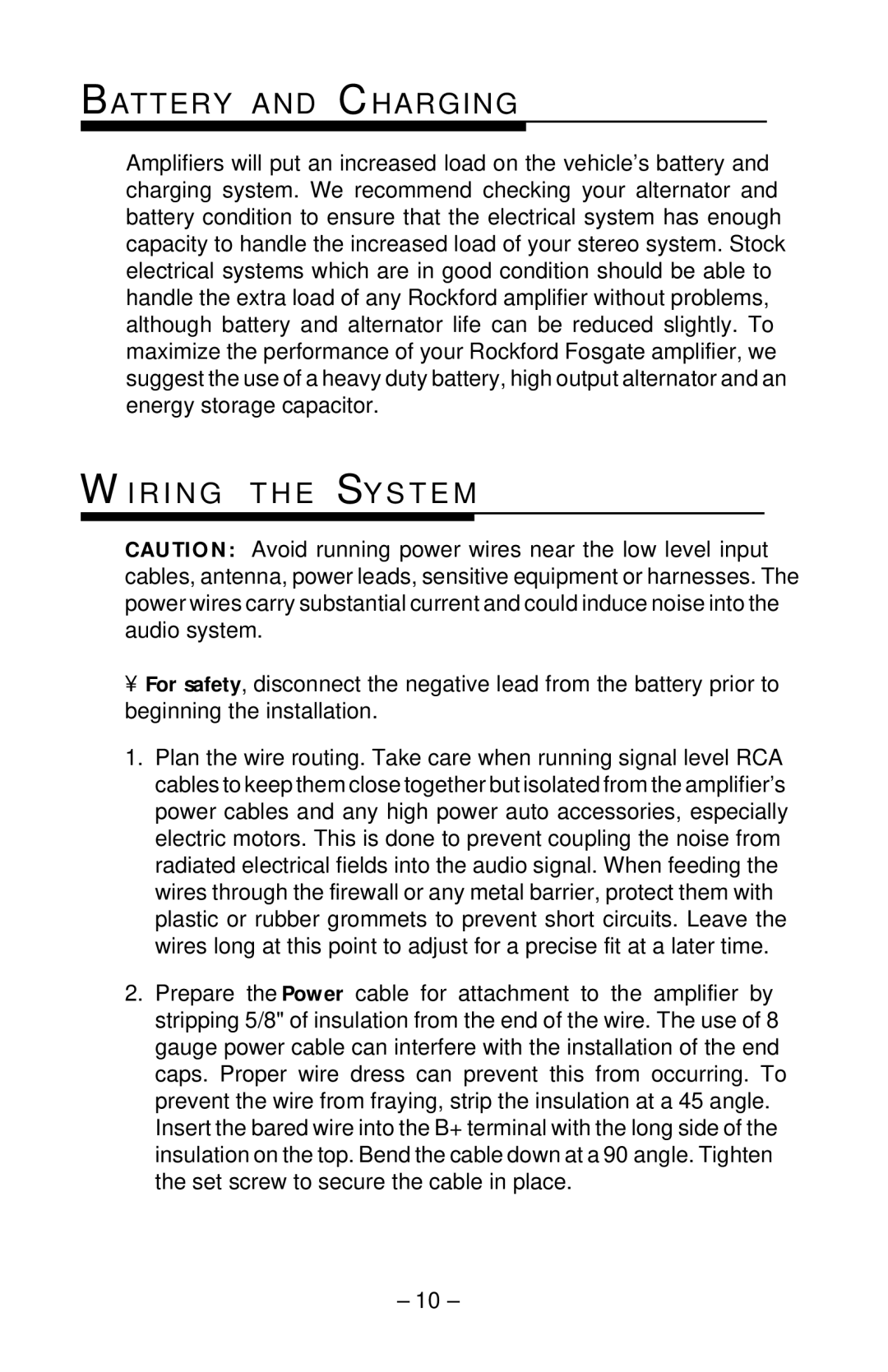 Rockford Fosgate 200ix, 40ix, 60ix, 100ix operation manual Battery and Charging, R I N G T H E S Y S T E M 