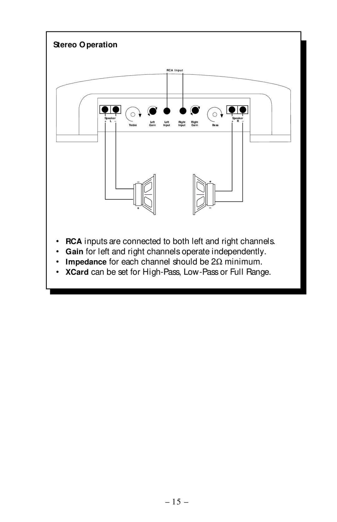 Rockford Fosgate 100ix, 40ix, 60ix, 200ix operation manual Stereo Operation 