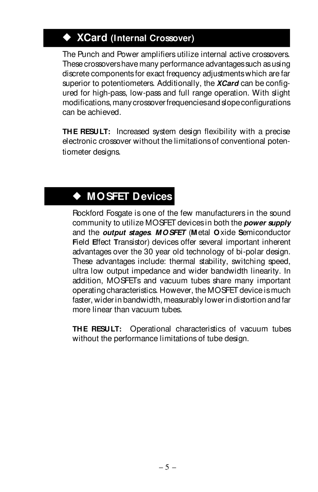 Rockford Fosgate 60ix, 40ix, 200ix, 100ix operation manual Mosfet Devices 