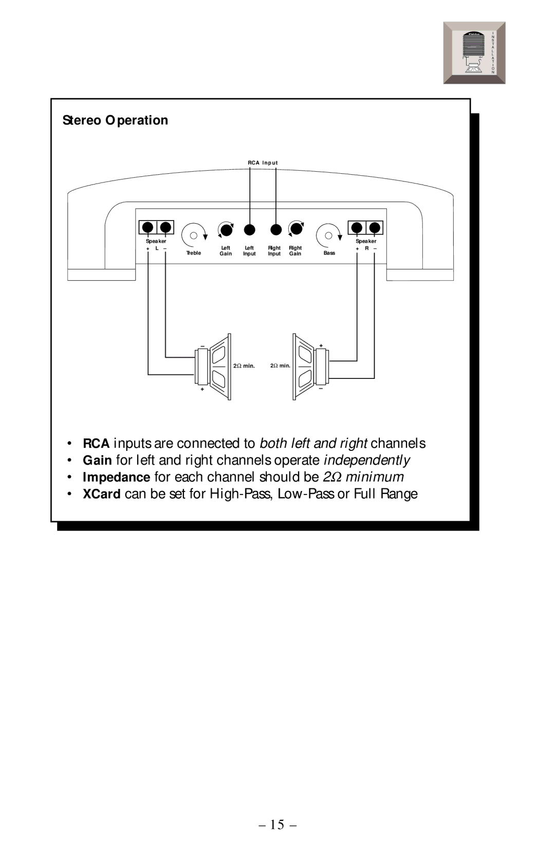 Rockford Fosgate 40X2 manual Stereo Operation 