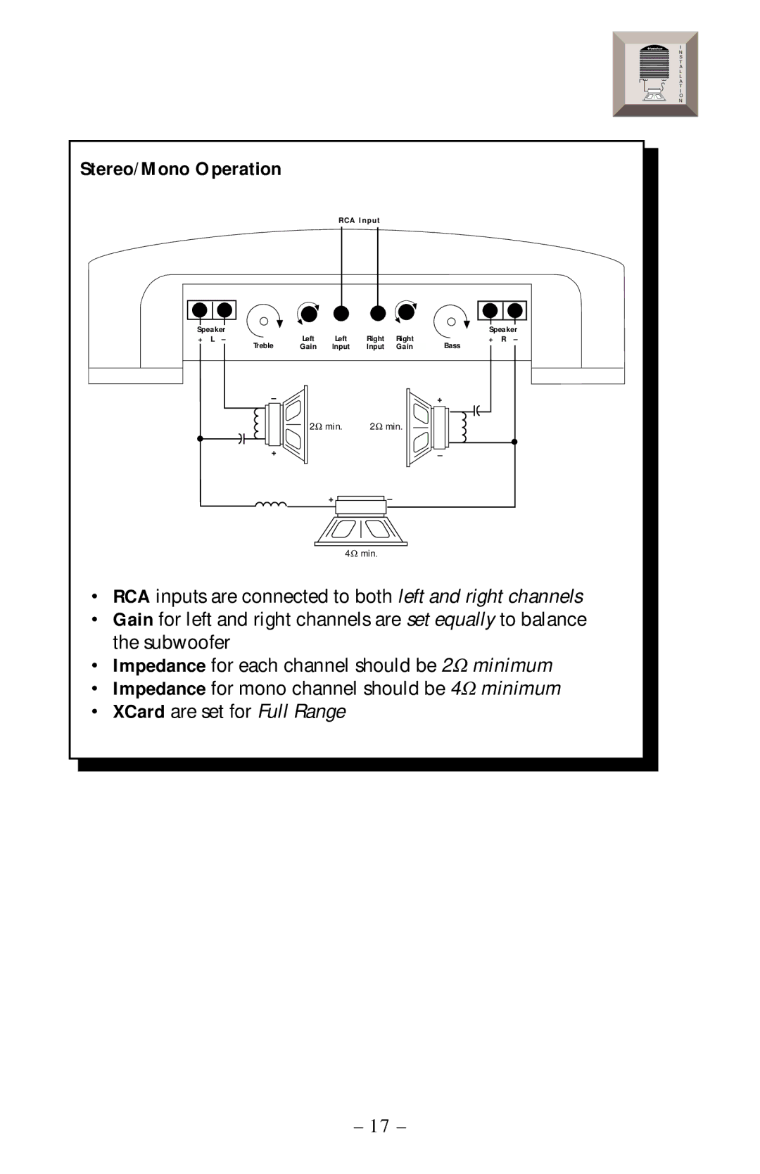 Rockford Fosgate 40X2 manual Stereo/Mono Operation 