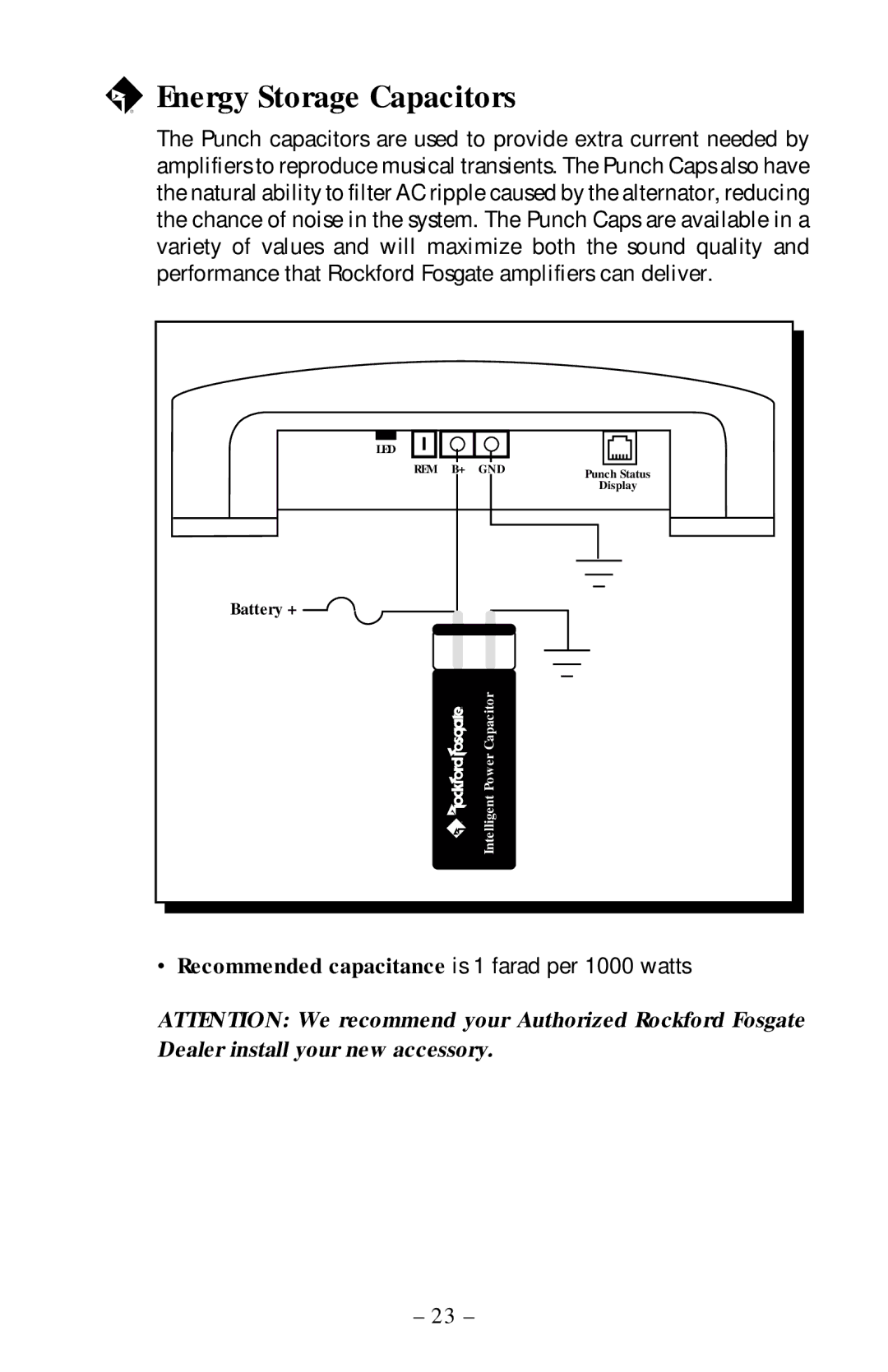 Rockford Fosgate 40X2 manual Energy Storage Capacitors 