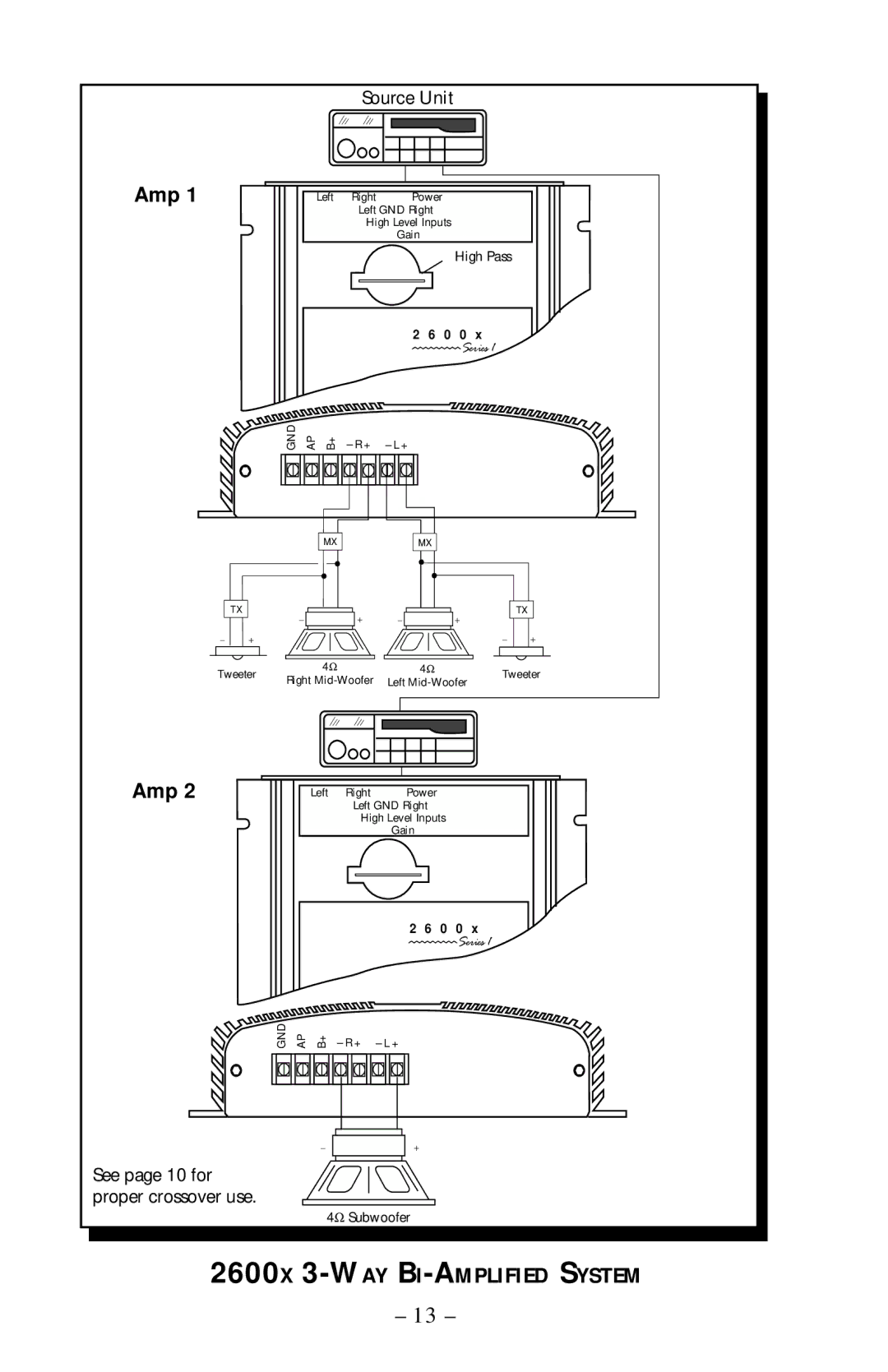 Rockford Fosgate 4600X, 2300 owner manual Amp, 2600X 3-WAY BI-AMPLIFIED System 