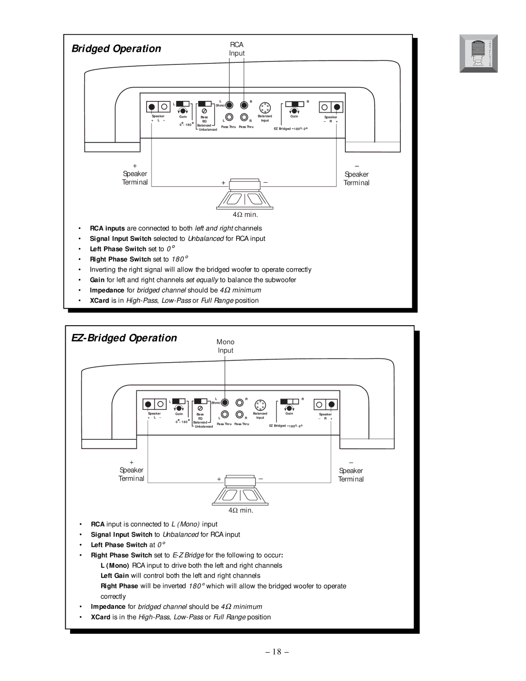 Rockford Fosgate 500.2 manual EZ-Bridged Operation 