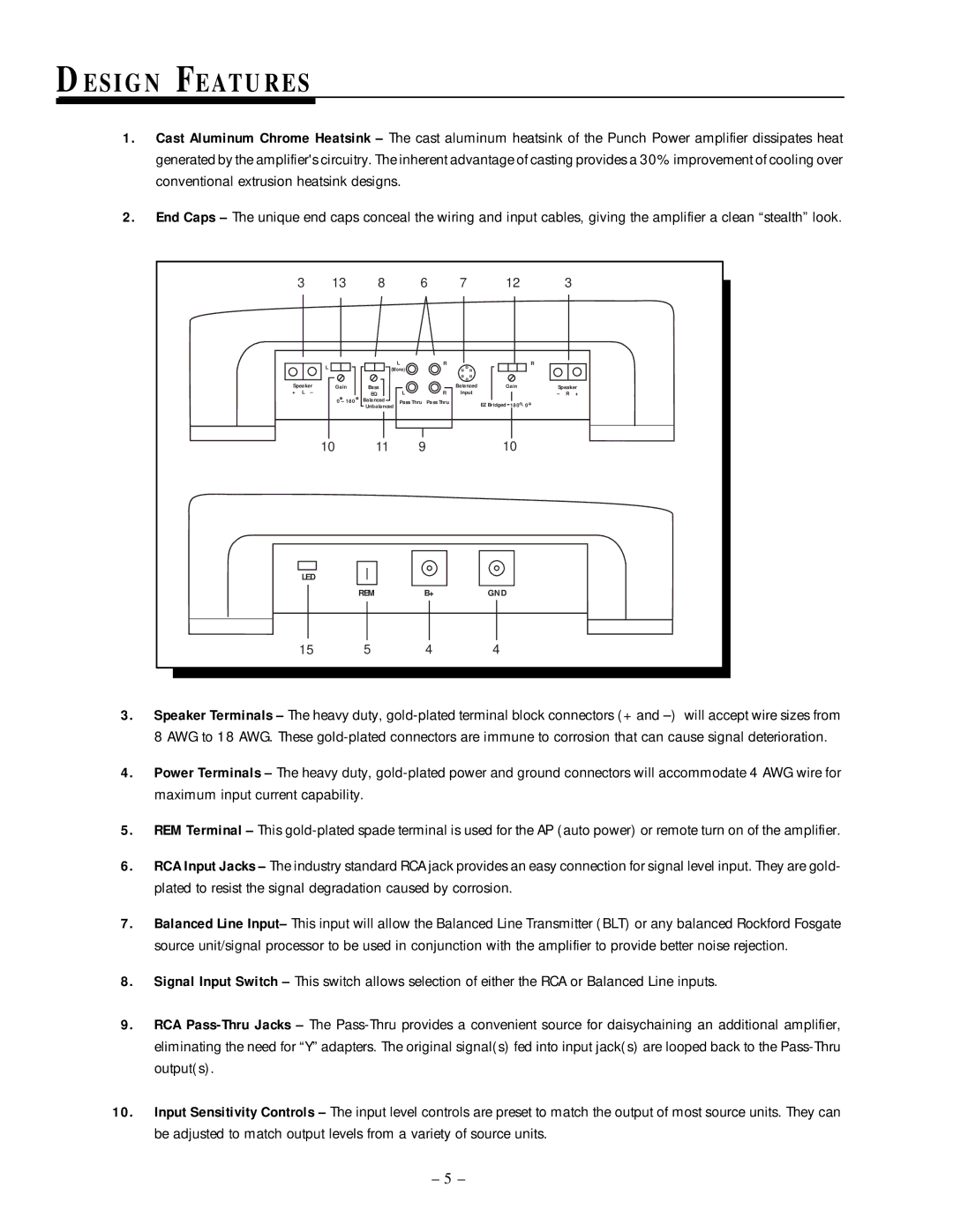 Rockford Fosgate 500.2 manual Design Features 