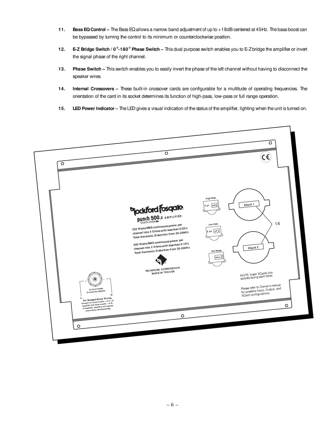 Rockford Fosgate 500.2 manual Amplifie 