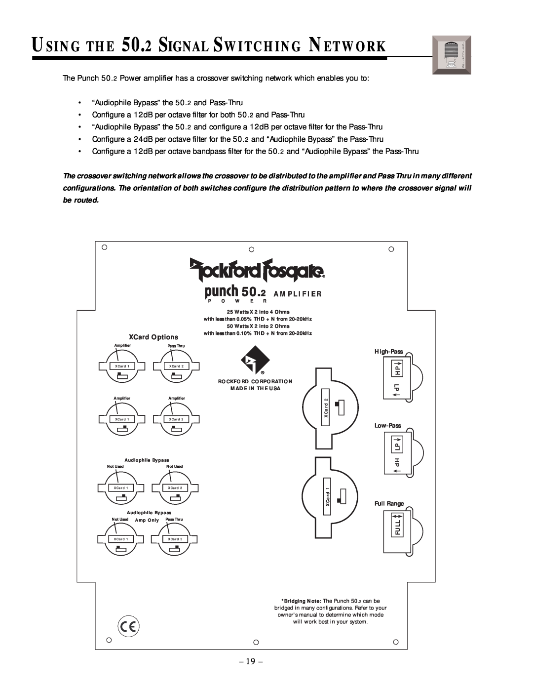 Rockford Fosgate 50.1 manual USING THE 50.2 SIGNAL SWITCHING NETWORK 
