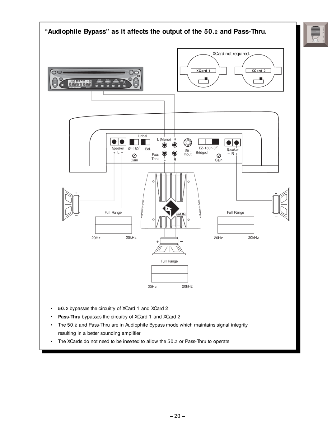 Rockford Fosgate 50.1, 50.2 manual bypasses the circuitry of XCard 1 and XCard 