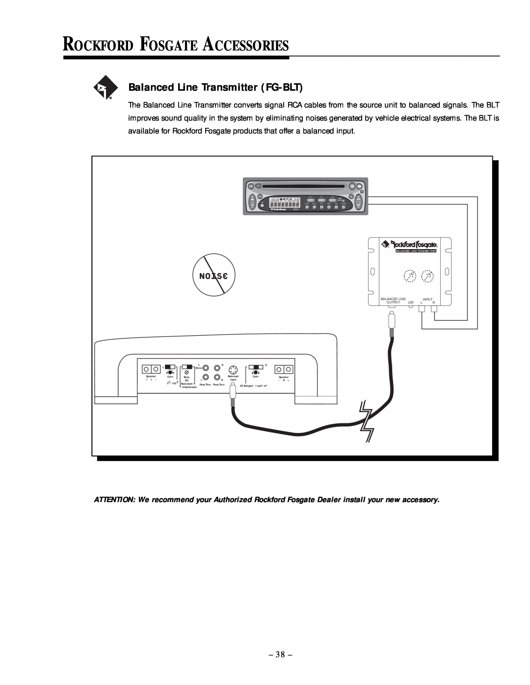 Rockford Fosgate 50.1, 50.2 manual Rockford Fosgate Accessories, Noise, Balanced Line Transmitter FG-BLT 
