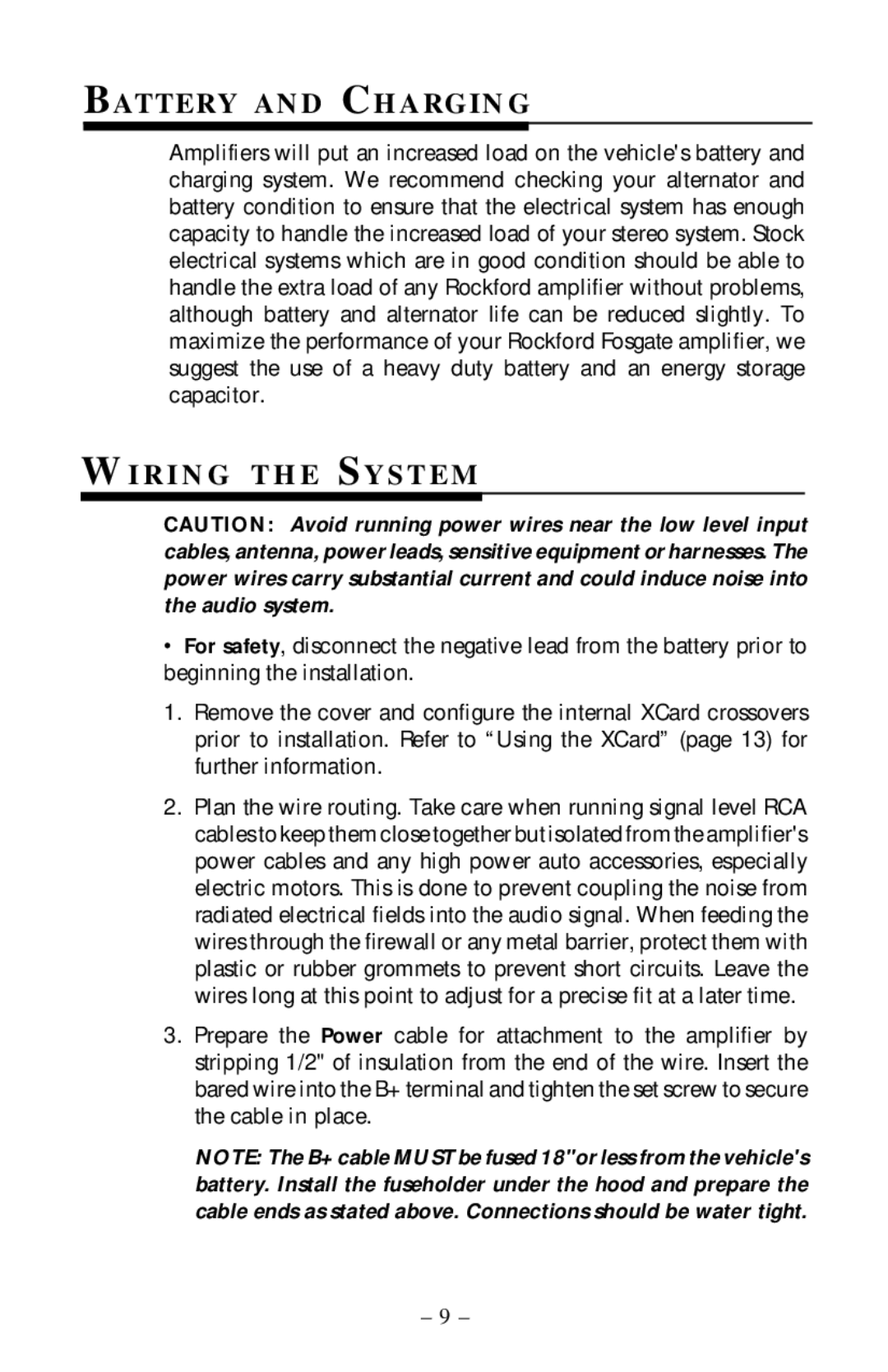 Rockford Fosgate 5.3x manual Battery and Charging, Wi R I N G T H E Sy S T E M 