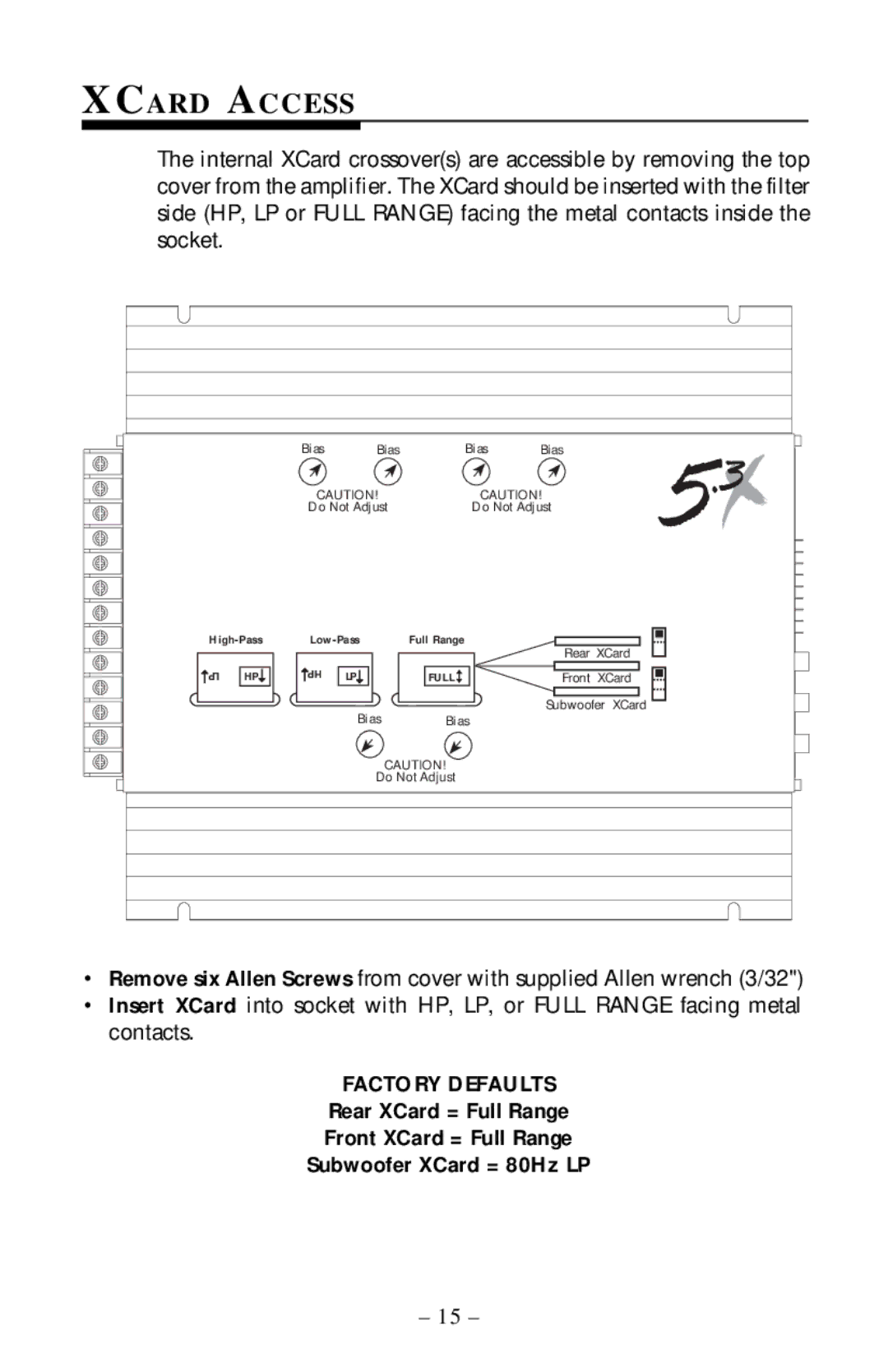 Rockford Fosgate 5.3x manual Xcard Access 