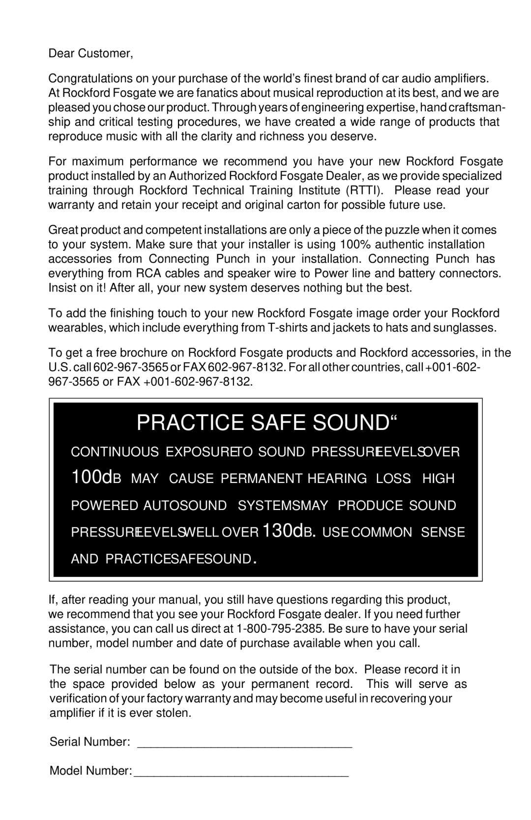 Rockford Fosgate 5.3x manual Practice Safe Sound 