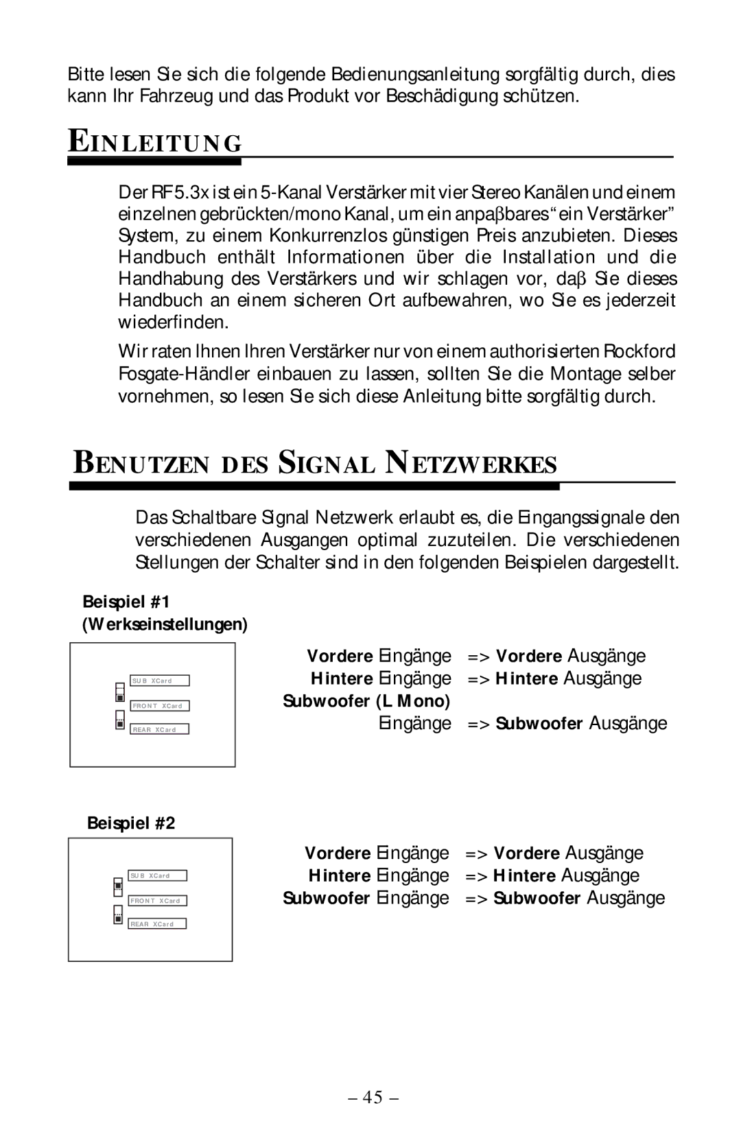 Rockford Fosgate 5.3x manual Einleitung, Benutzen DES Signal Netzwerkes 