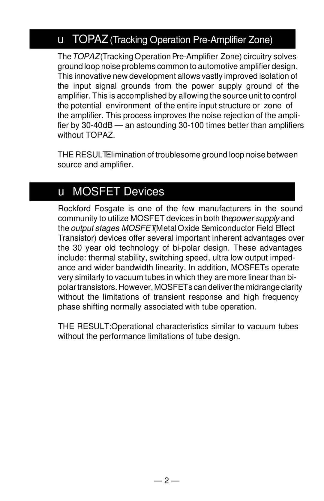 Rockford Fosgate 5.3x manual Mosfet Devices 