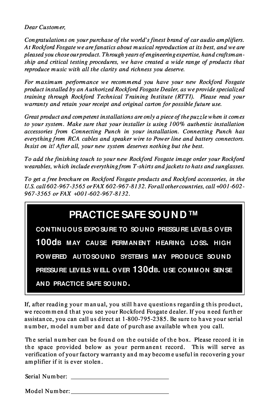 Rockford Fosgate 5.3x manual Practice Safe Sound 