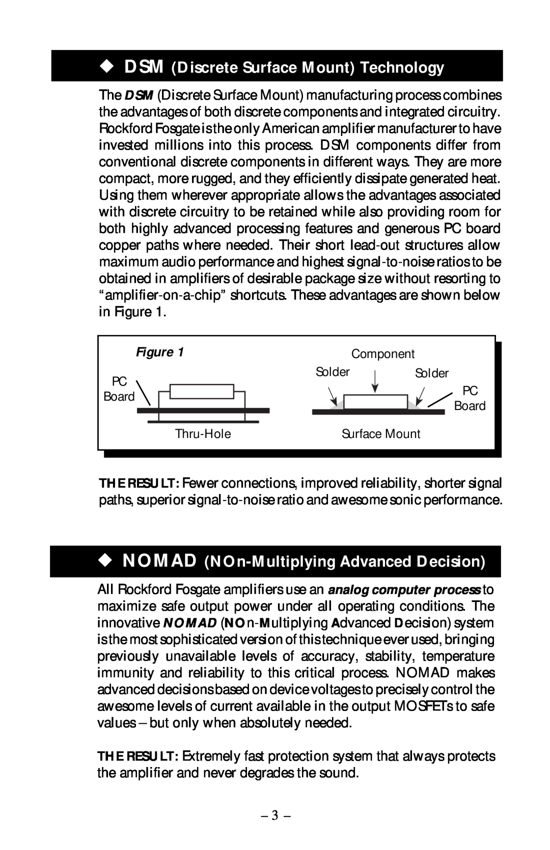 Rockford Fosgate 5.3x manual DSM Discrete Surface Mount Technology, NOMAD NOn-MultiplyingAdvanced Decision 