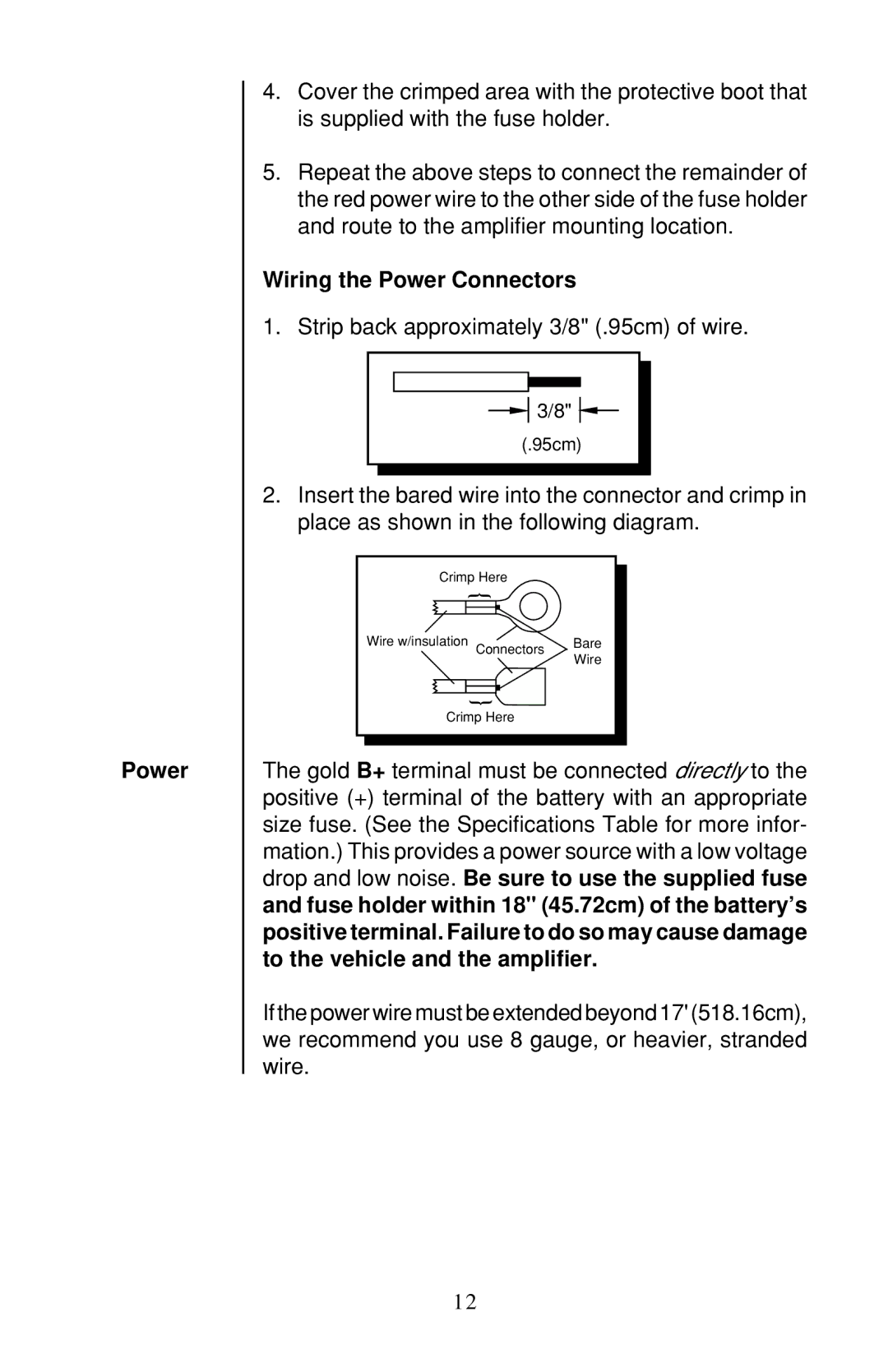 Rockford Fosgate 60X2, 200X2, 100X2 owner manual Wiring the Power Connectors 