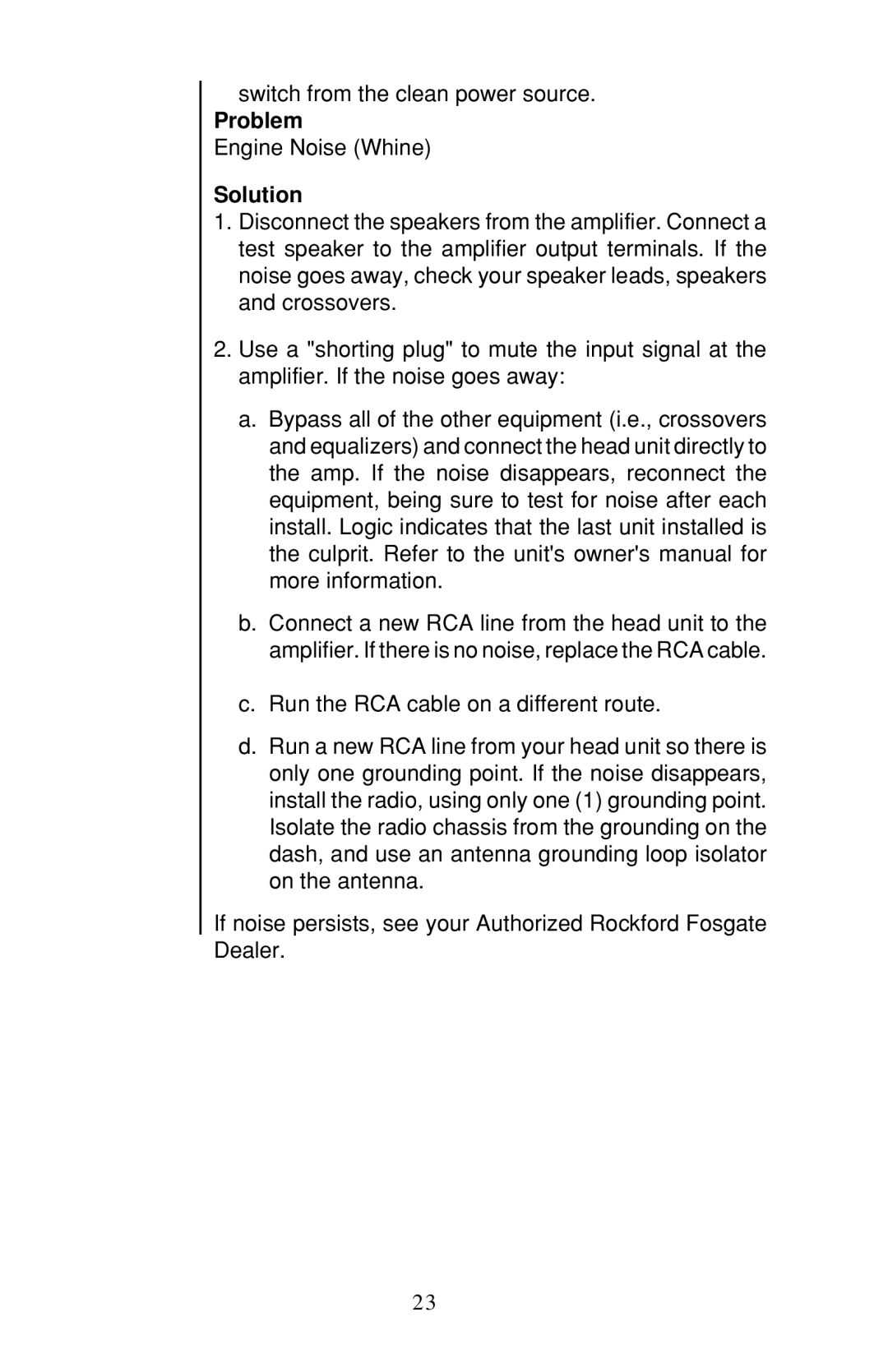 Rockford Fosgate 100X2, 60X2, 200X2 owner manual Switch from the clean power source 