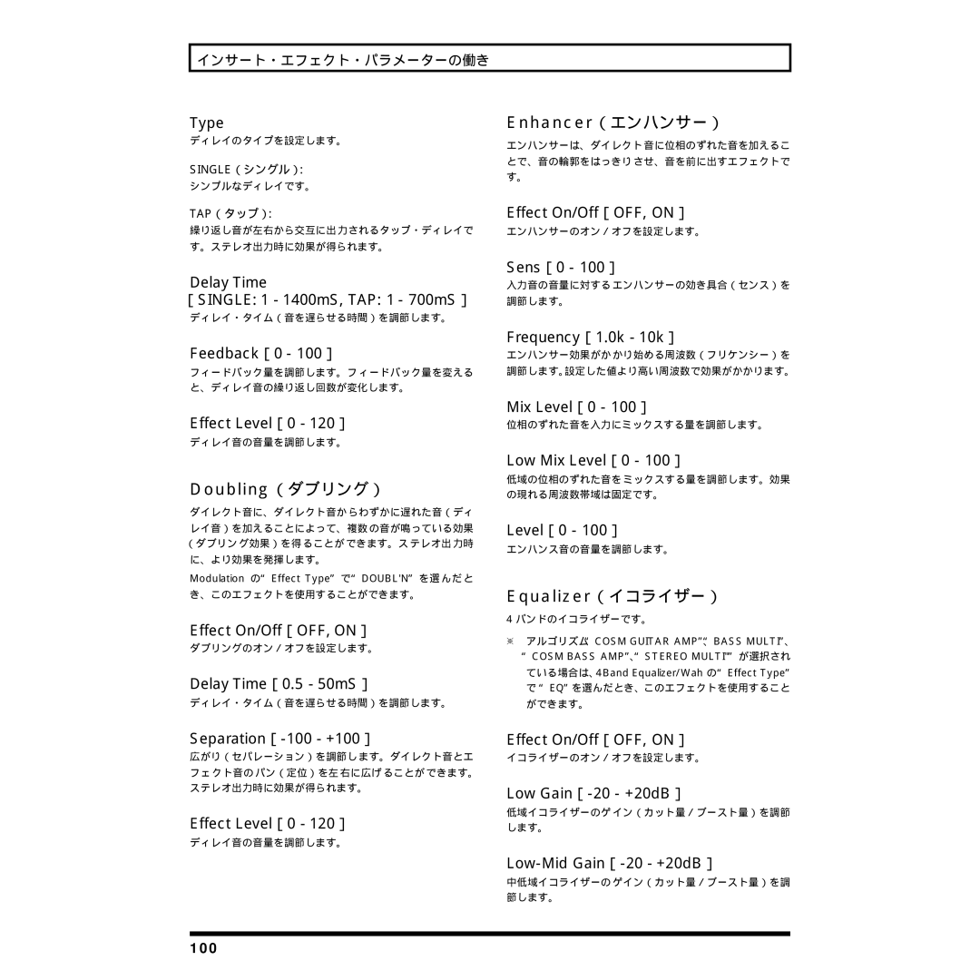 Rockford Fosgate BR-8 owner manual Doubling（ダブリング）, Enhancer（エンハンサー）, Equalizer（イコライザー） 