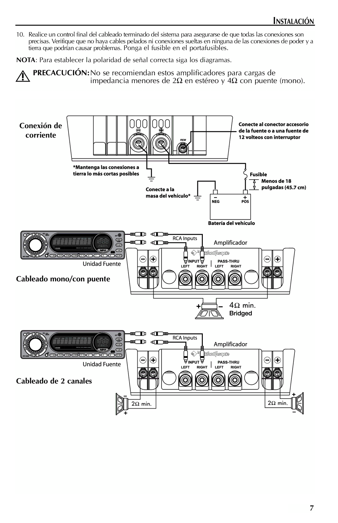 Rockford Fosgate FFX3 manual Instalación 