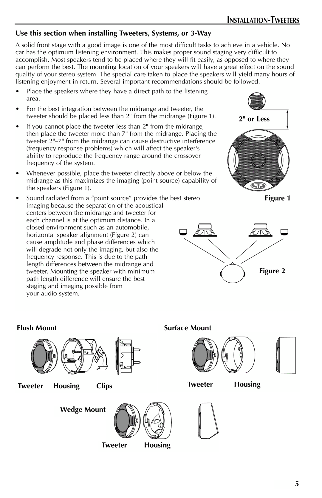 Rockford Fosgate FNQ3406MB Installation-Tweeters, Or Less Flush Mount, Tweeter Housing Clips, Wedge Mount Tweeter Housing 