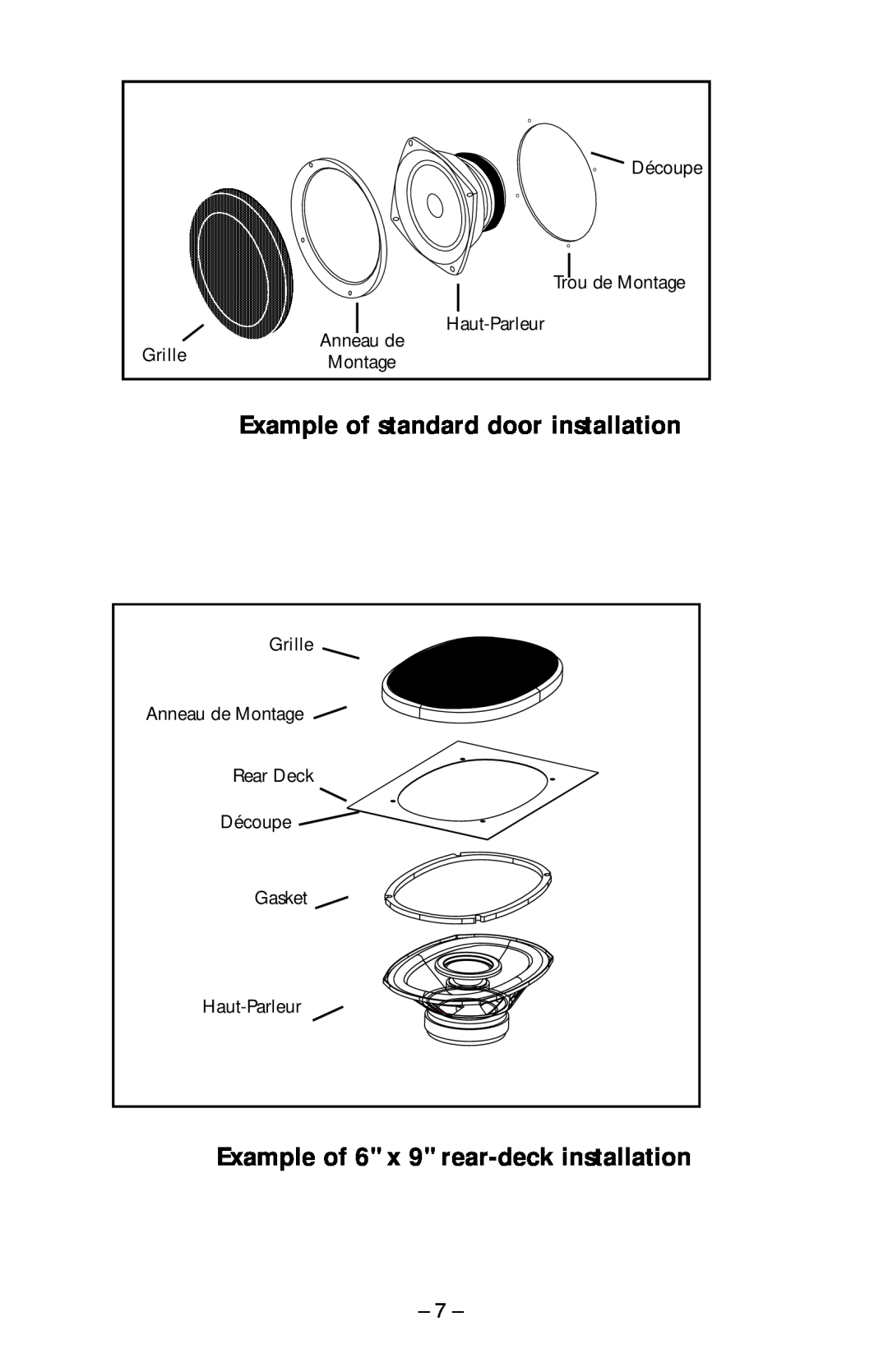 Rockford Fosgate FRC2369 manual Example of standard door installation, Example of 6 x 9 rear-deck installation, Rear Deck 