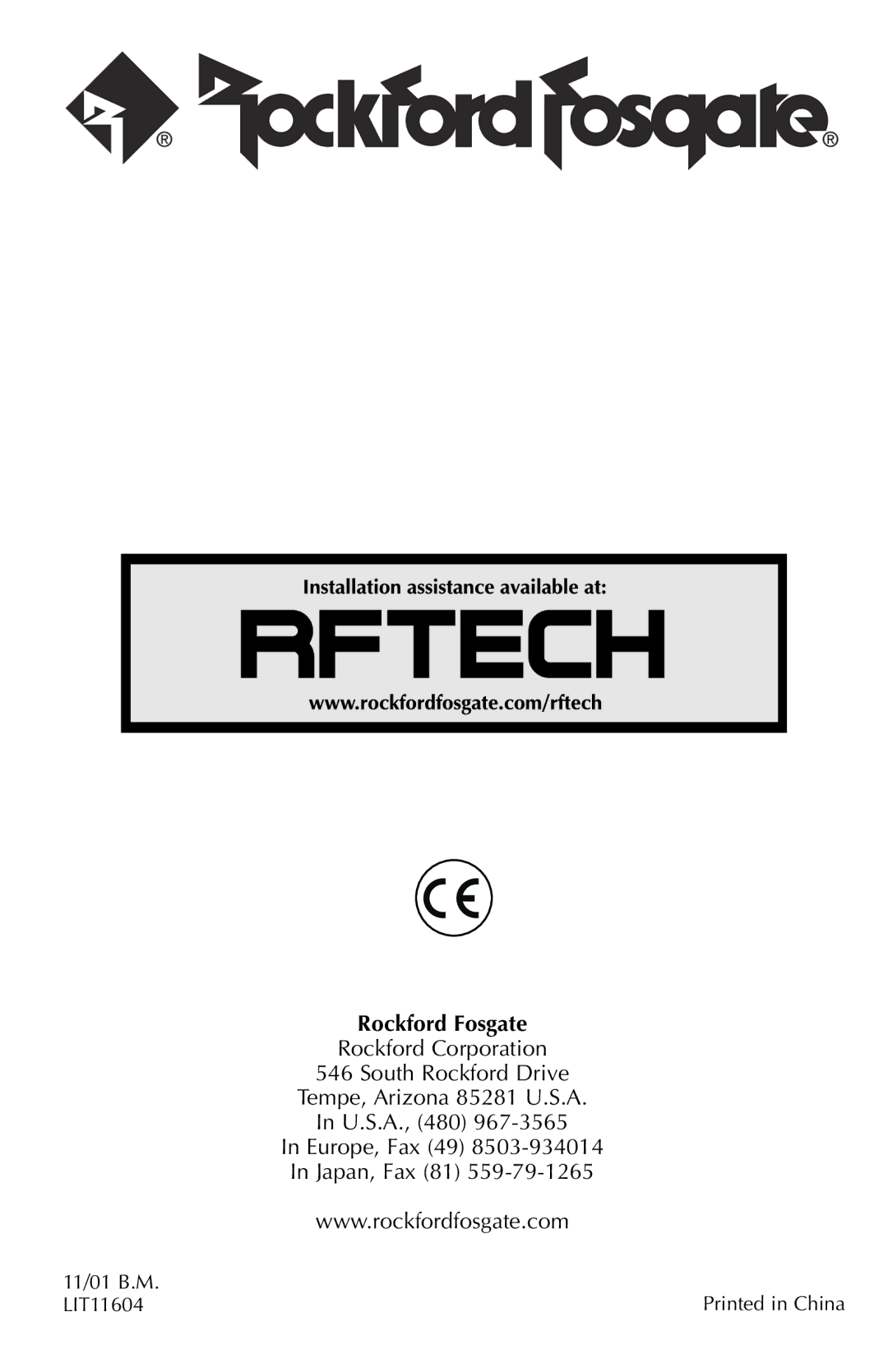 Rockford Fosgate FRC3268, FRC3269, FRC3246, FRC3206U, FRC3257, FRC3205, FRC3204T, FRC3203, FRC3369 manual Rockford Fosgate 