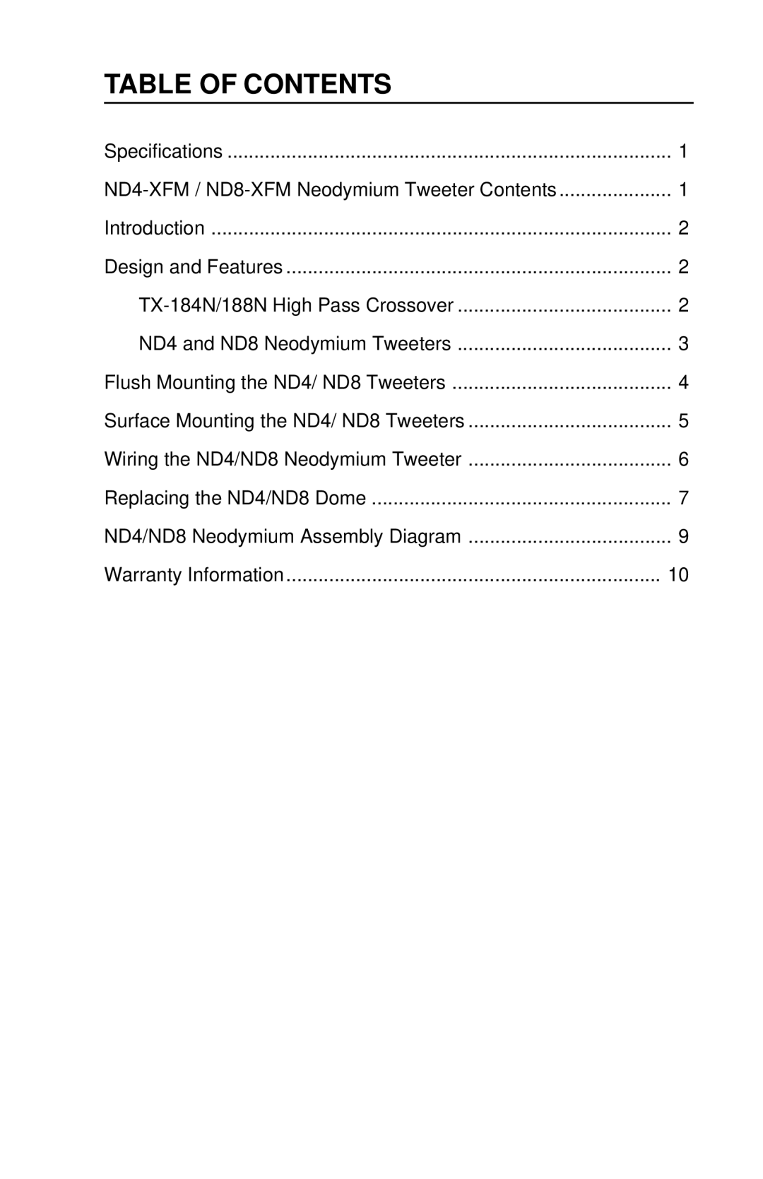 Rockford Fosgate ND8-XFM, ND4-XFM owner manual Table of Contents 