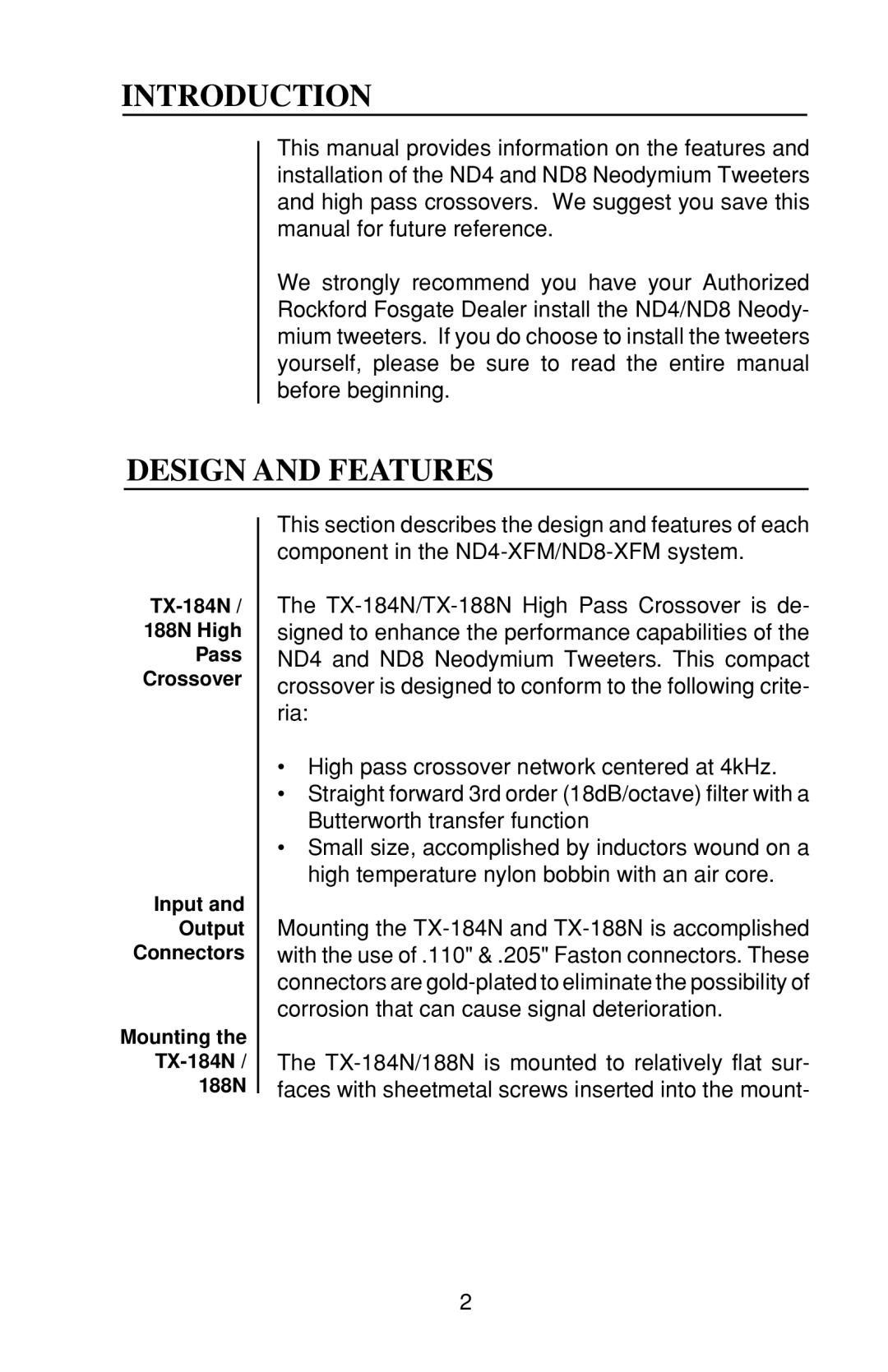 Rockford Fosgate ND8-XFM, ND4-XFM owner manual Introduction, Design and Features 