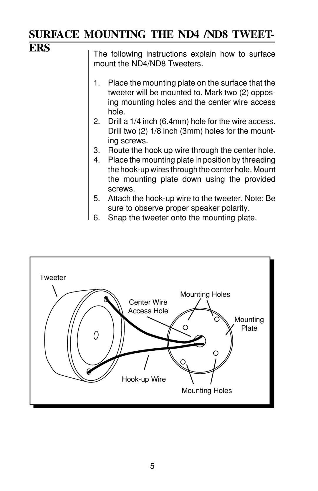 Rockford Fosgate ND4-XFM, ND8-XFM owner manual Surface Mounting the ND4 /ND8 Tweet ERS 