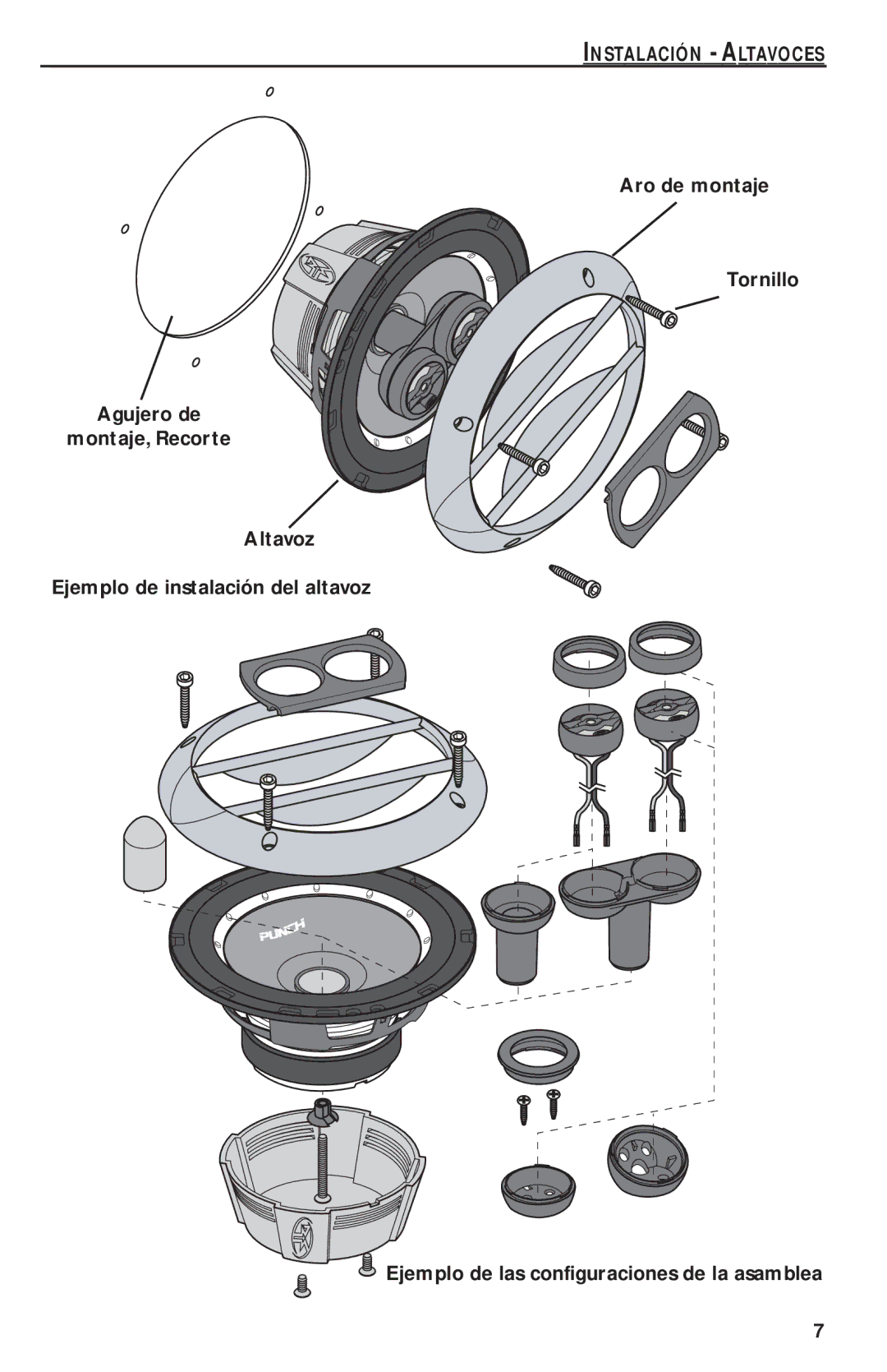 Rockford Fosgate P1692S, P1682S, P1T, P152S, P162S manual Instalación Altavoces 