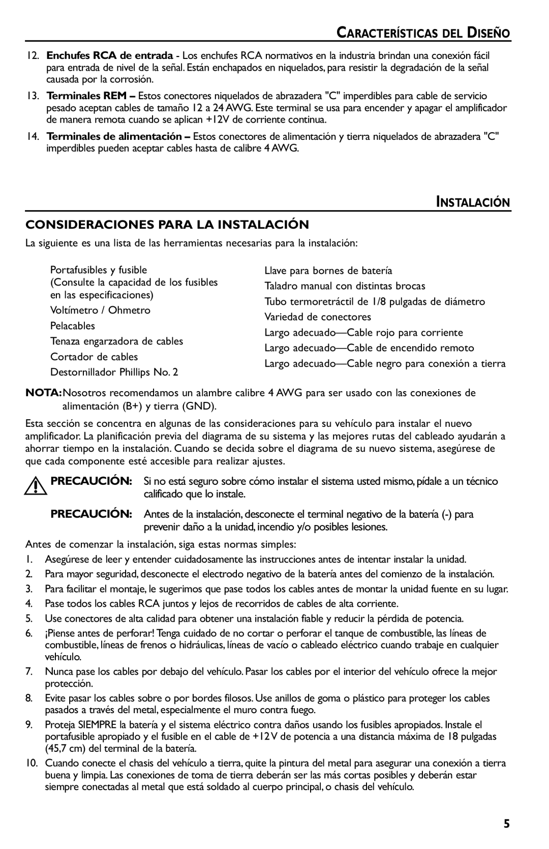 Rockford Fosgate p3002 manual Instalación Consideraciones Para LA Instalación 