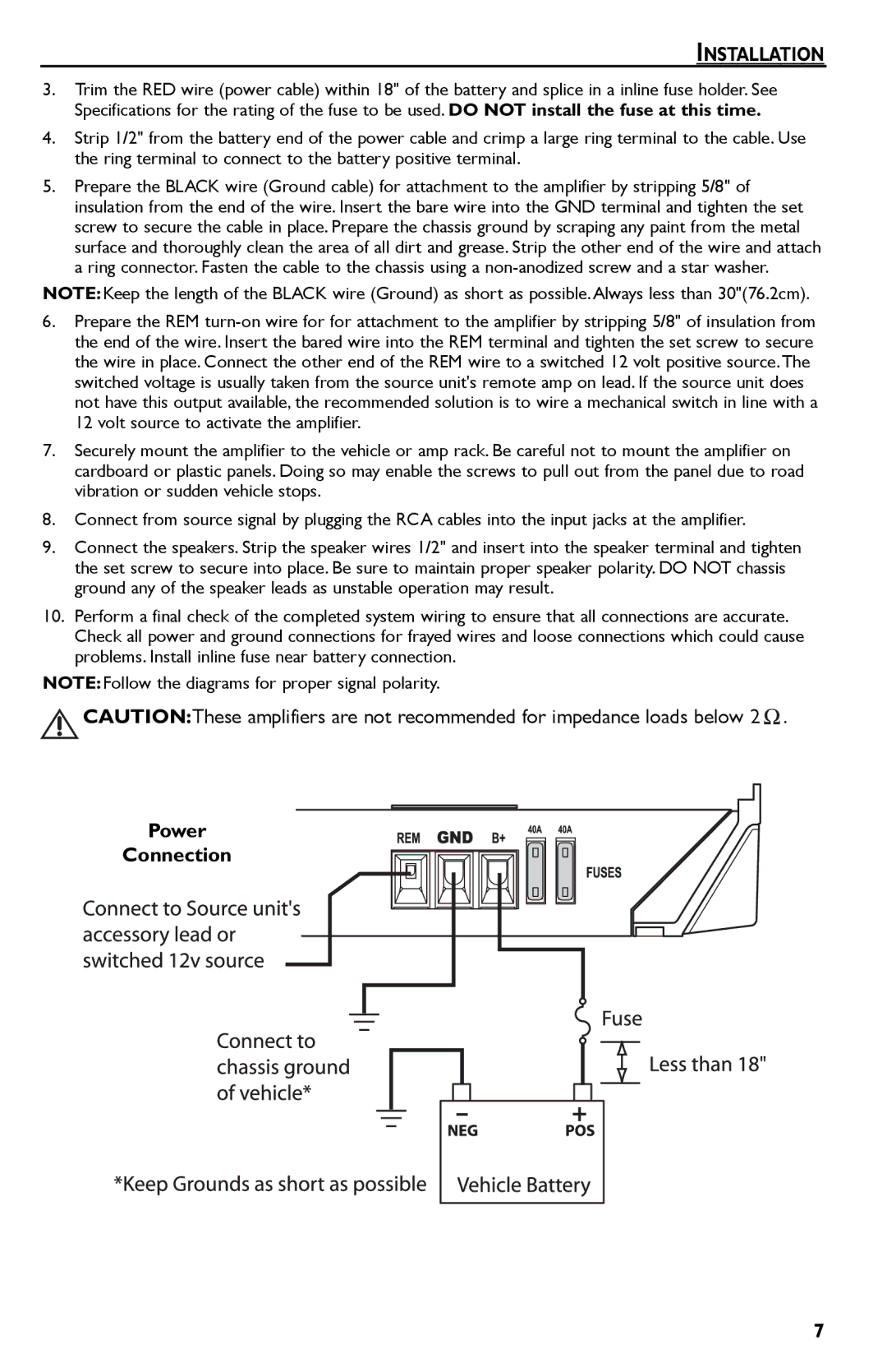 Rockford Fosgate P325.I, P600..I bd manual Installation, Power Connection 