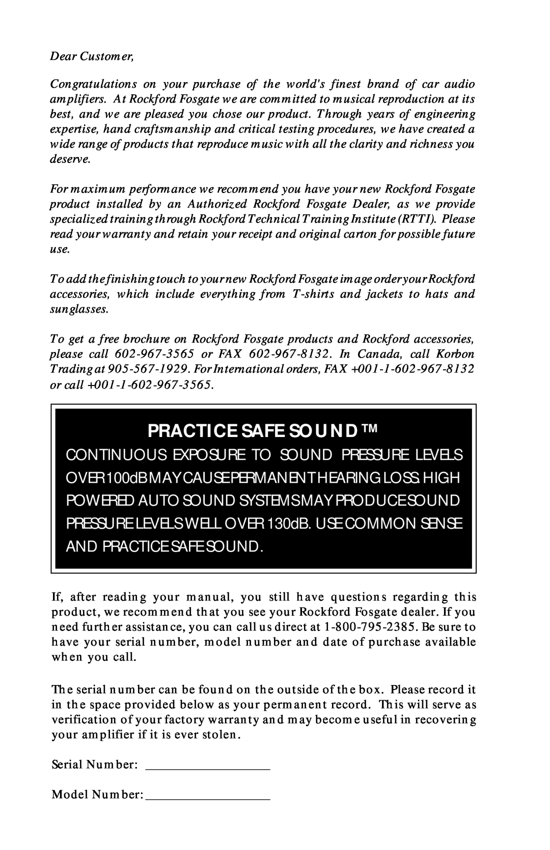 Rockford Fosgate PUNCH 4020 DSM manual Practice Safe Sound 