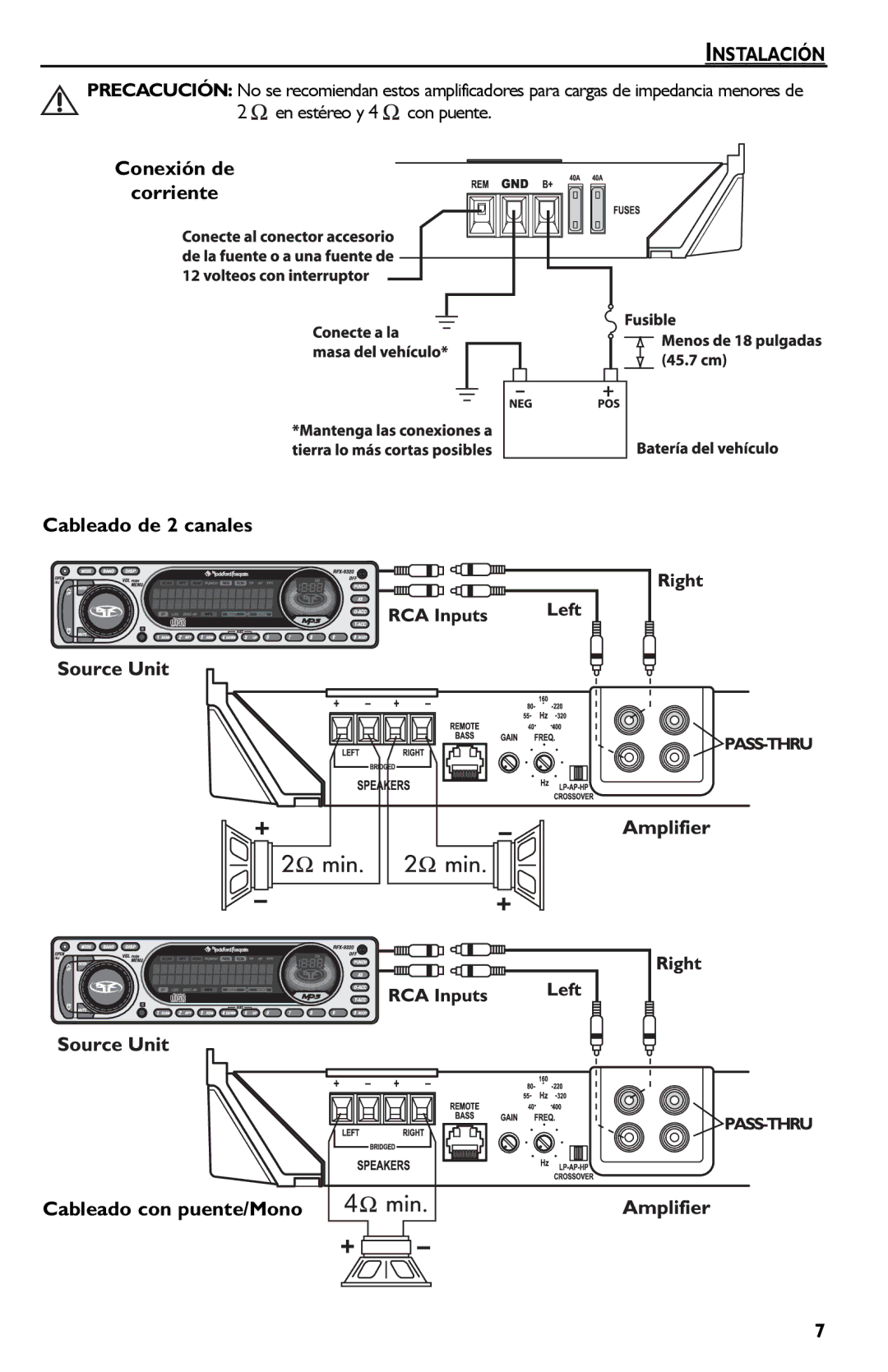 Rockford Fosgate Punch 45 manual Instalación 