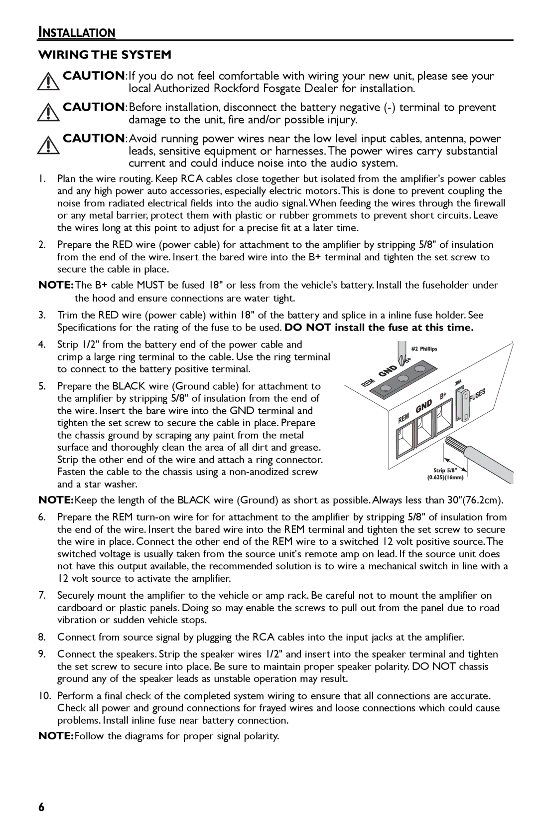 Rockford Fosgate Punch 45 manual Installation Wiring the System 