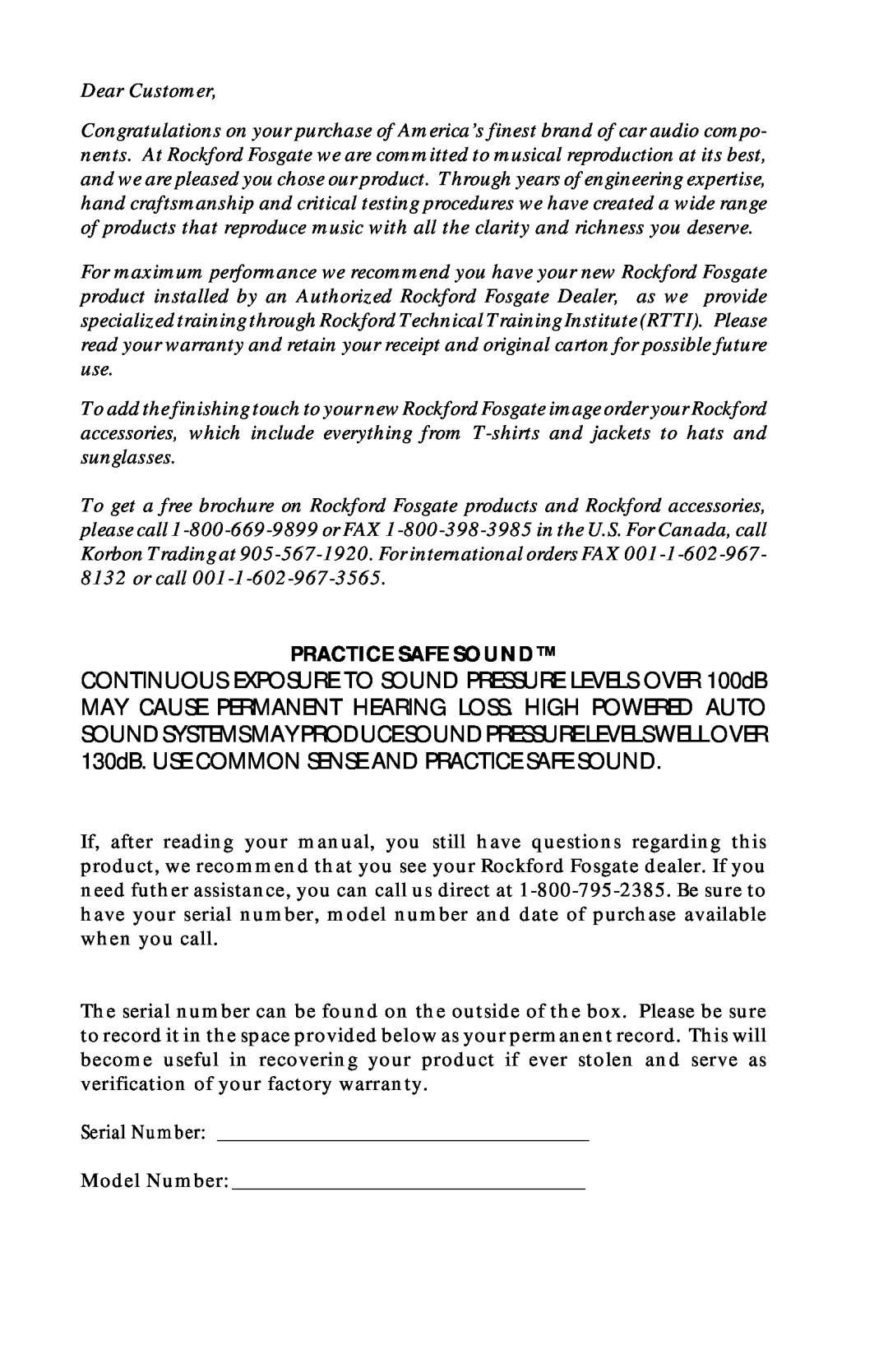 Rockford Fosgate PWR-812, PWR-410, PWR-815, PWR-810, PWR-412, PWR-415 owner manual Practice Safe Sound 