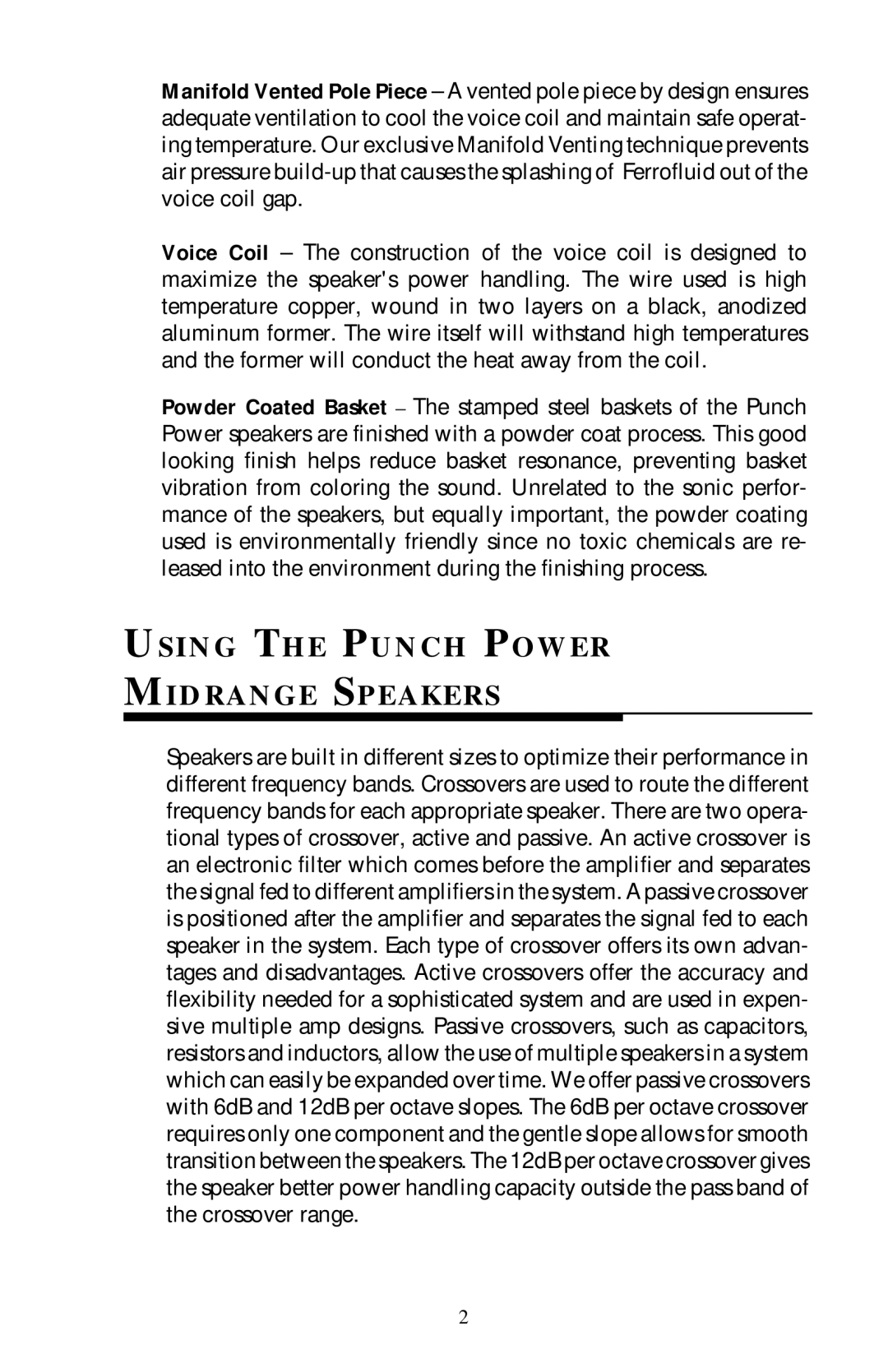 Rockford Fosgate PWR-54/58, PWR-64/68, PWR-34/38, PWR-408/808, PWR-44/48 owner manual Using the Punch Power Midrange Speakers 