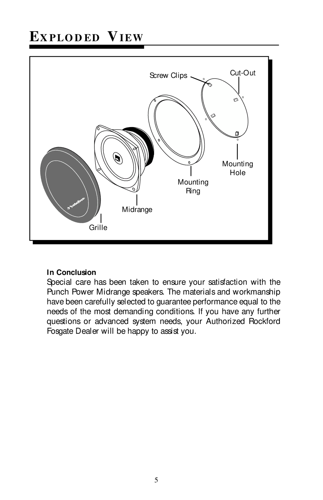 Rockford Fosgate PWR-408/808, PWR-54/58, PWR-64/68, PWR-34/38, PWR-44/48 owner manual Ex P L O D E D Vi E W, Conclusion 