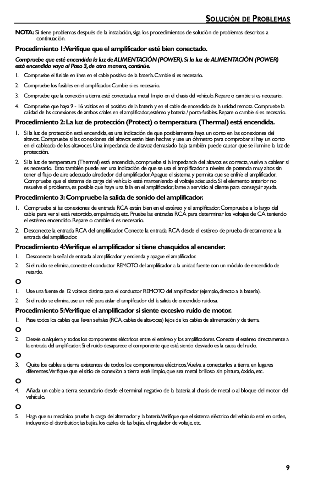 Rockford Fosgate R150-2 manual Solución DE Problemas 