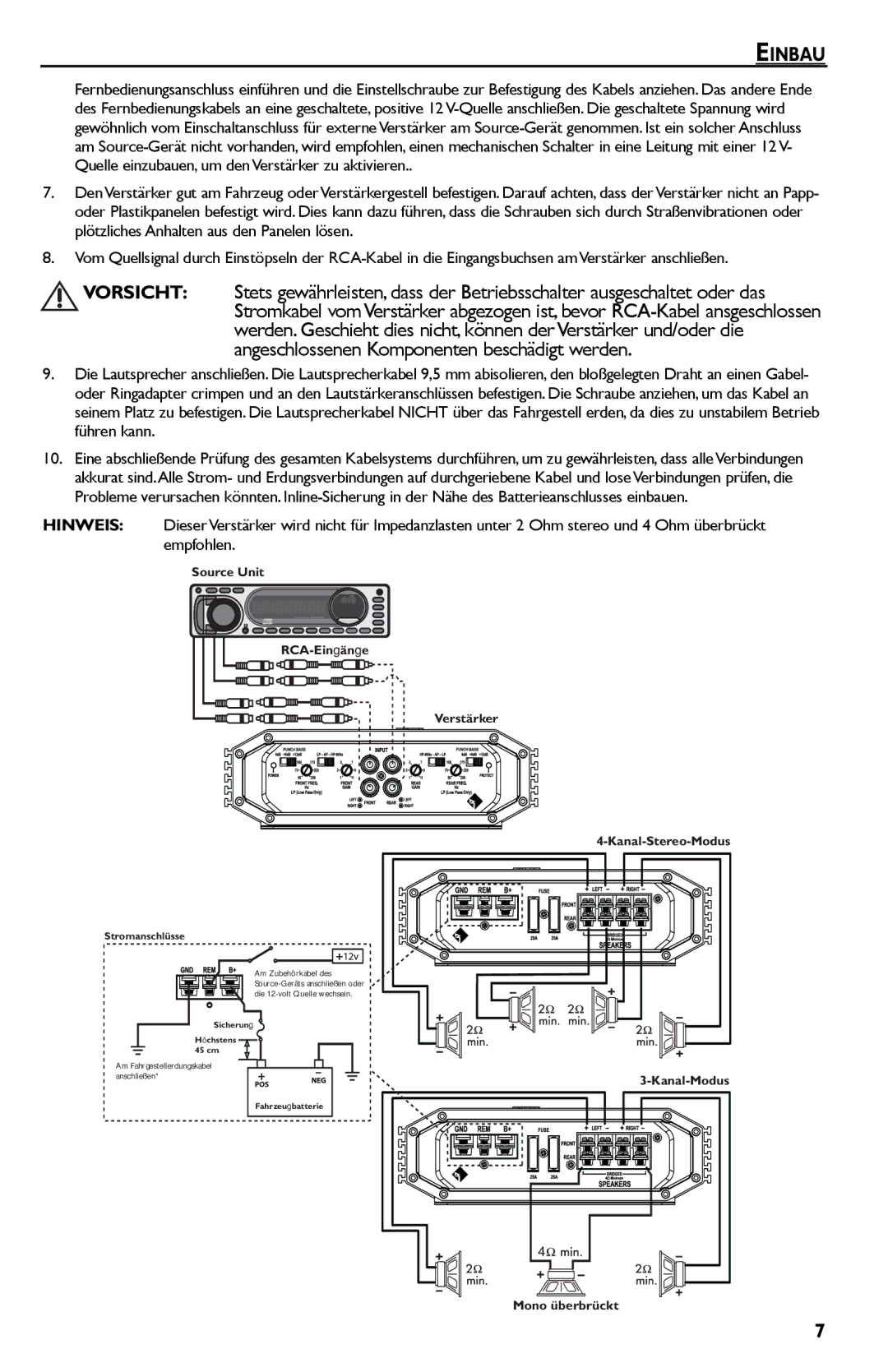 Rockford Fosgate R300-4 manual Mono überbrückt 