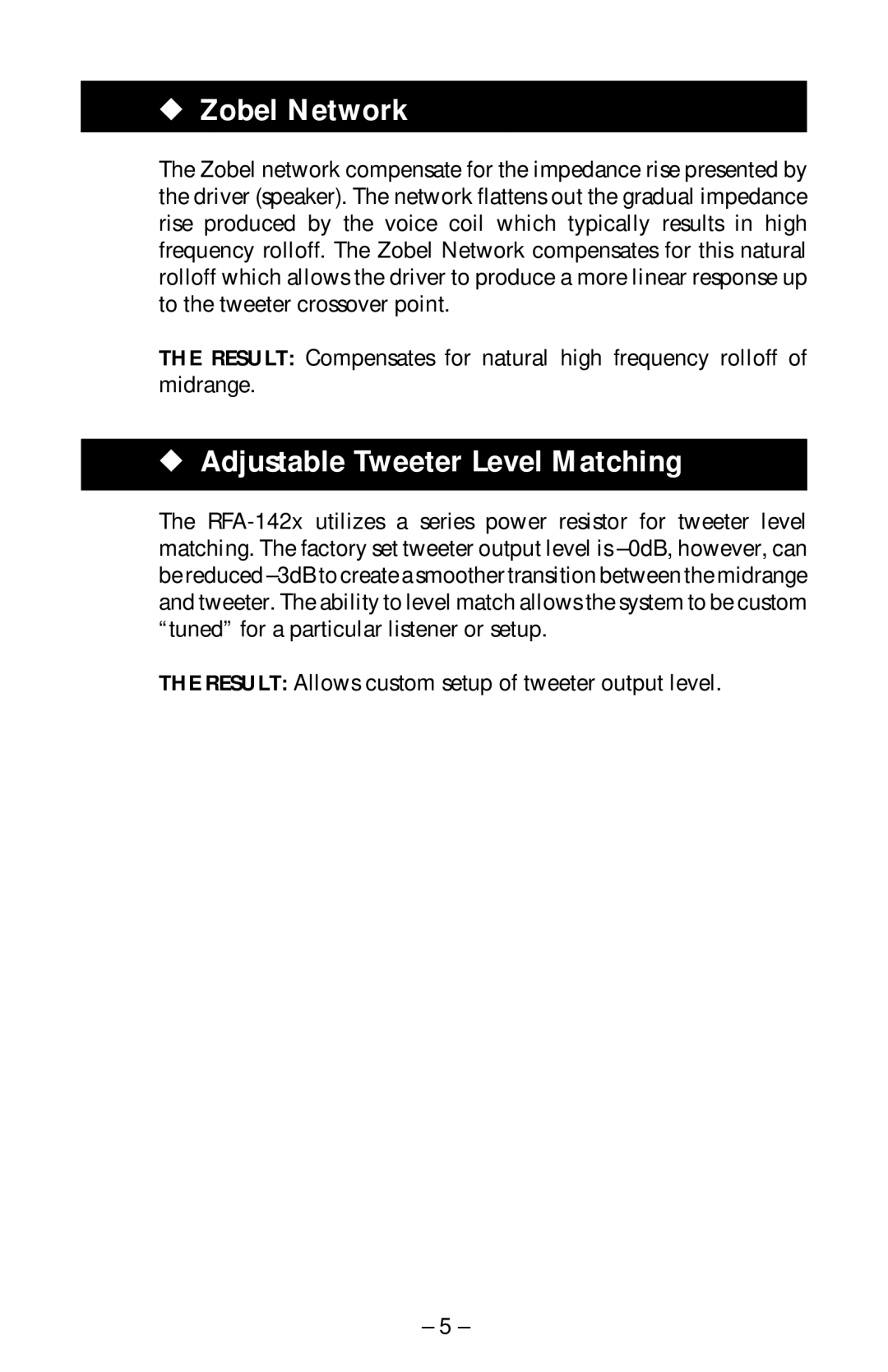 Rockford Fosgate RFA-614, RFA-514, RFA-414 manual Zobel Network 