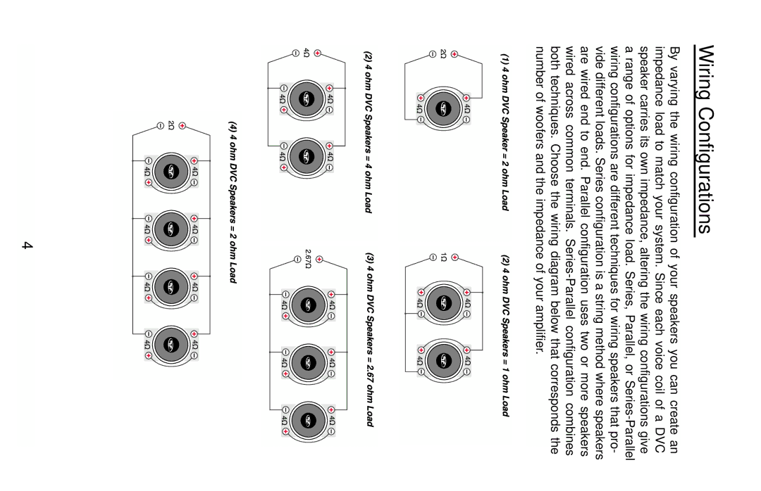 Rockford Fosgate RFP3208, RFD2218 manual Wiring Configurations 