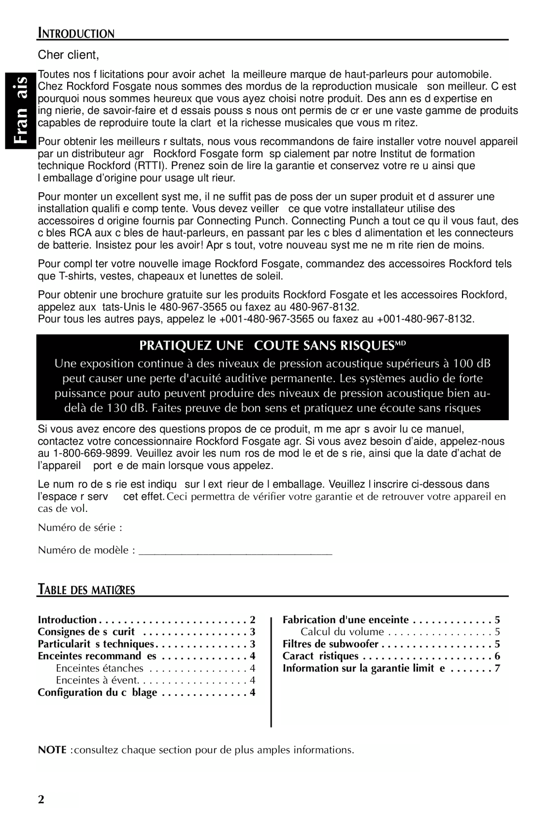 Rockford Fosgate RFP4812, RFP4815, RFP4806, RFP4412, RFP4408, RFP4415, RFP4810 Table DES Matières, Configuration du câblage 